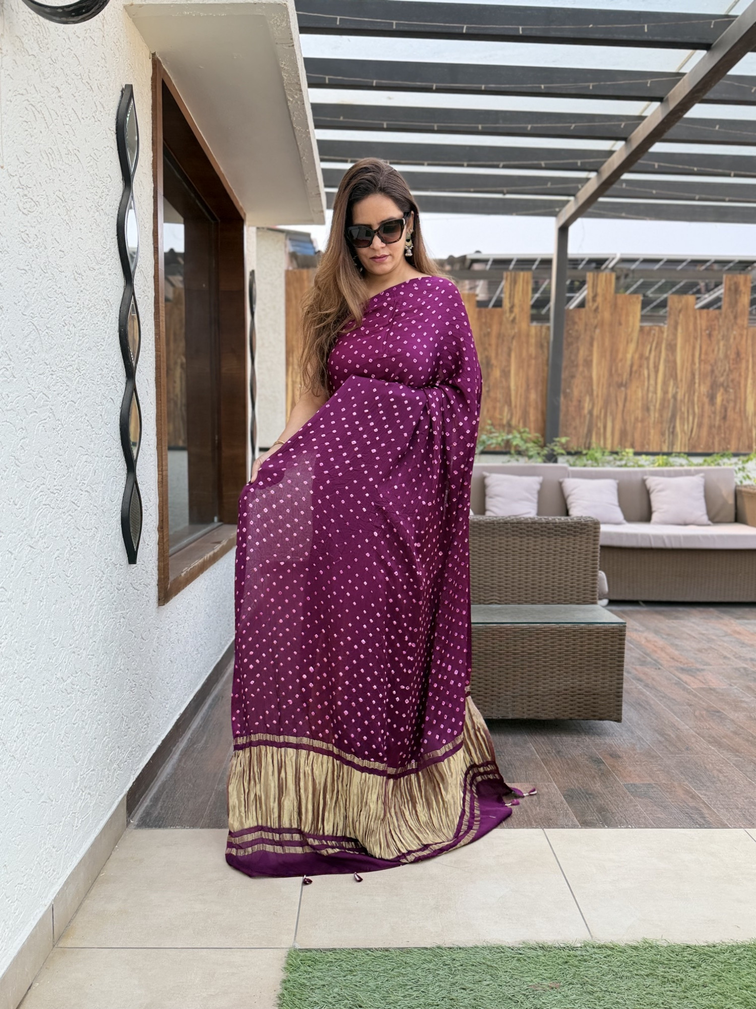 Bandhej Modal Silk Sarees