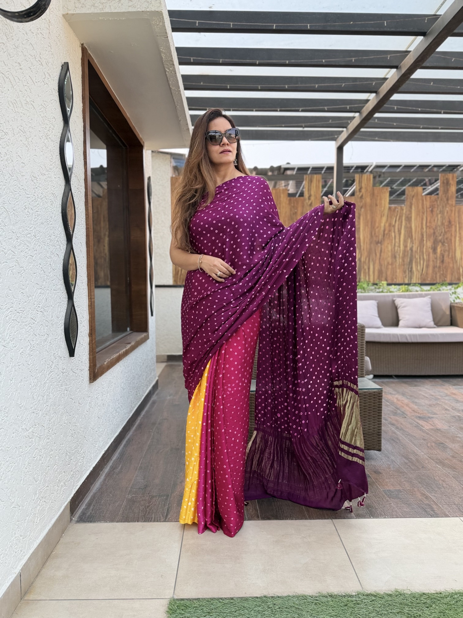 Bandhej Modal Silk Sarees