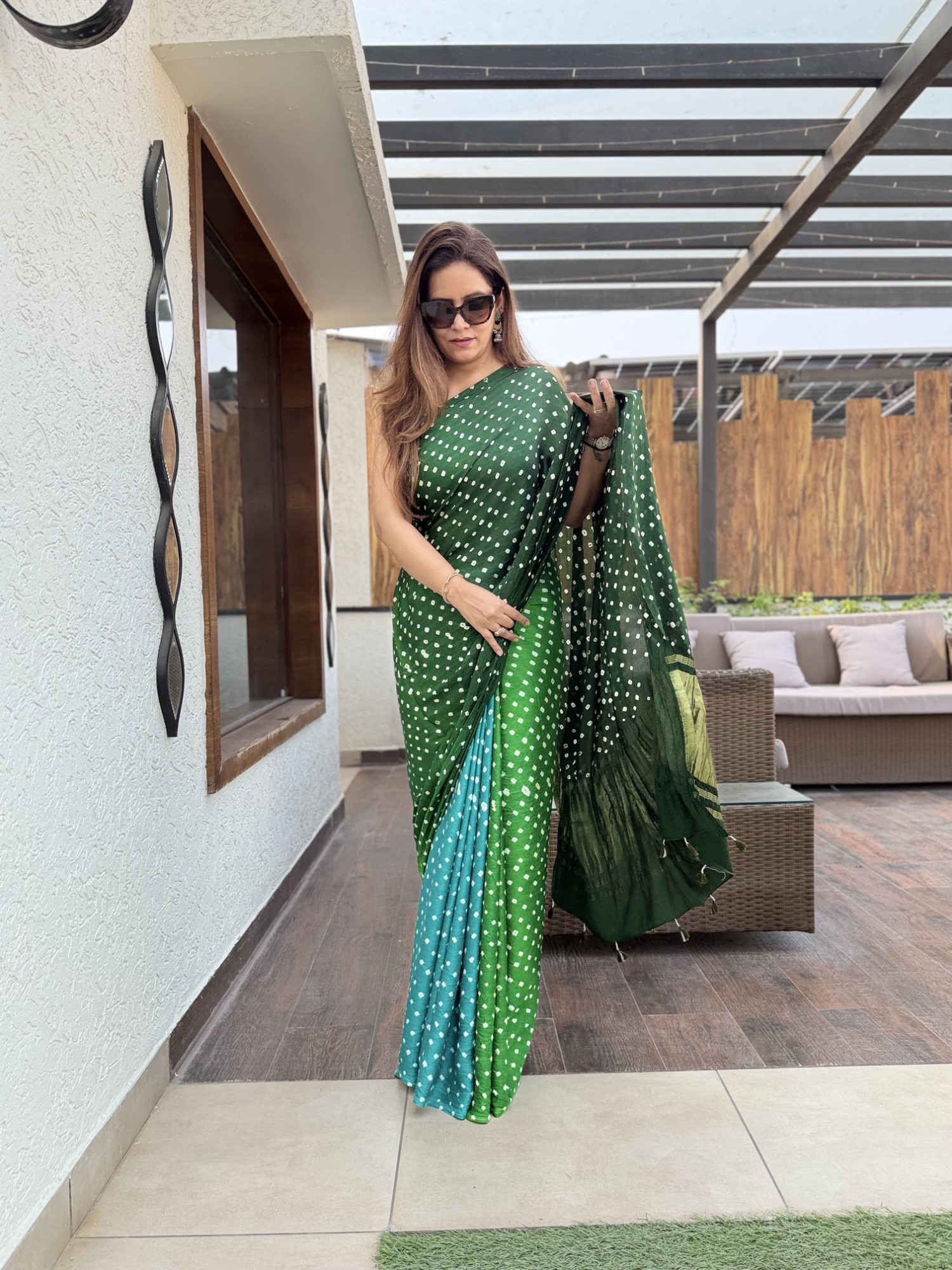 Bandhej Modal Silk Sarees