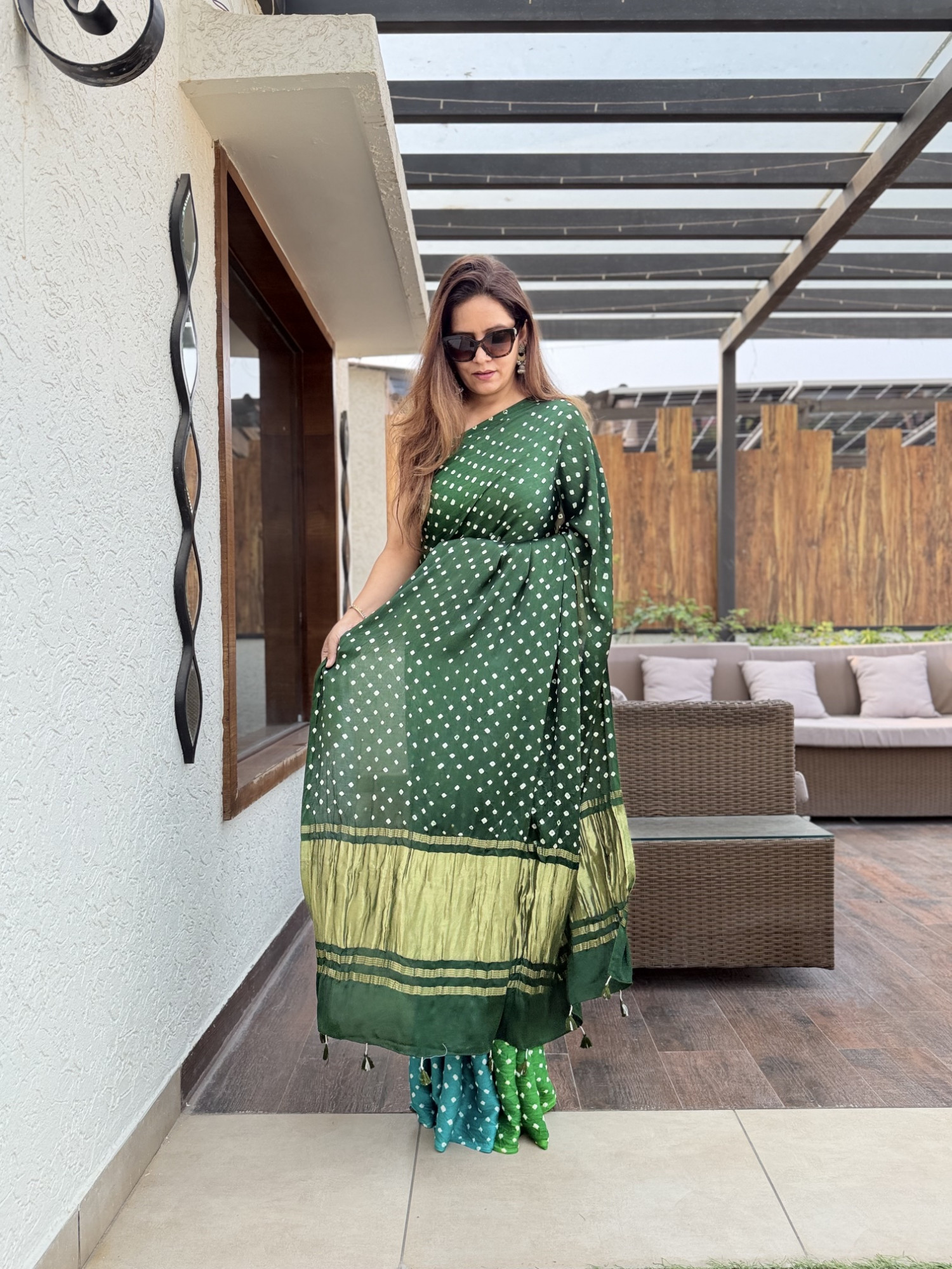 Bandhej Modal Silk Sarees