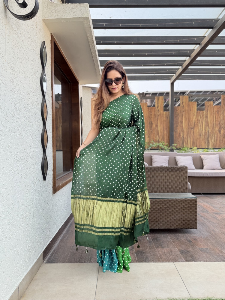 Image of Bandhej Modal Silk Sarees