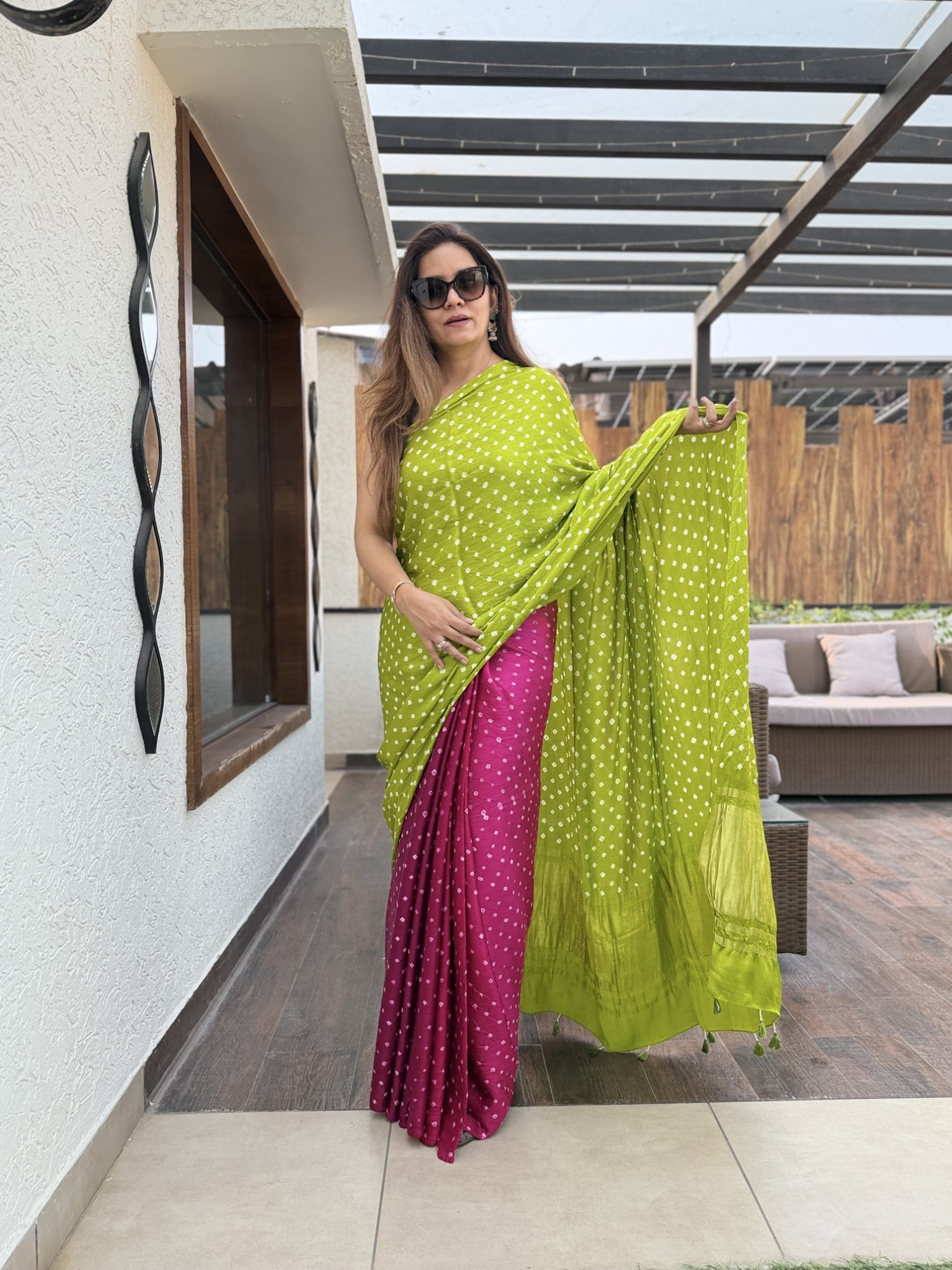 Bandhej Modal Silk Sarees