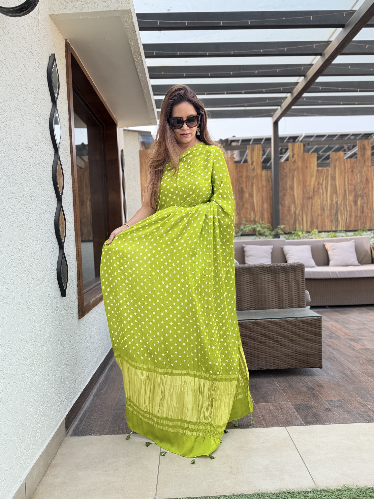 Bandhej Modal Silk Sarees