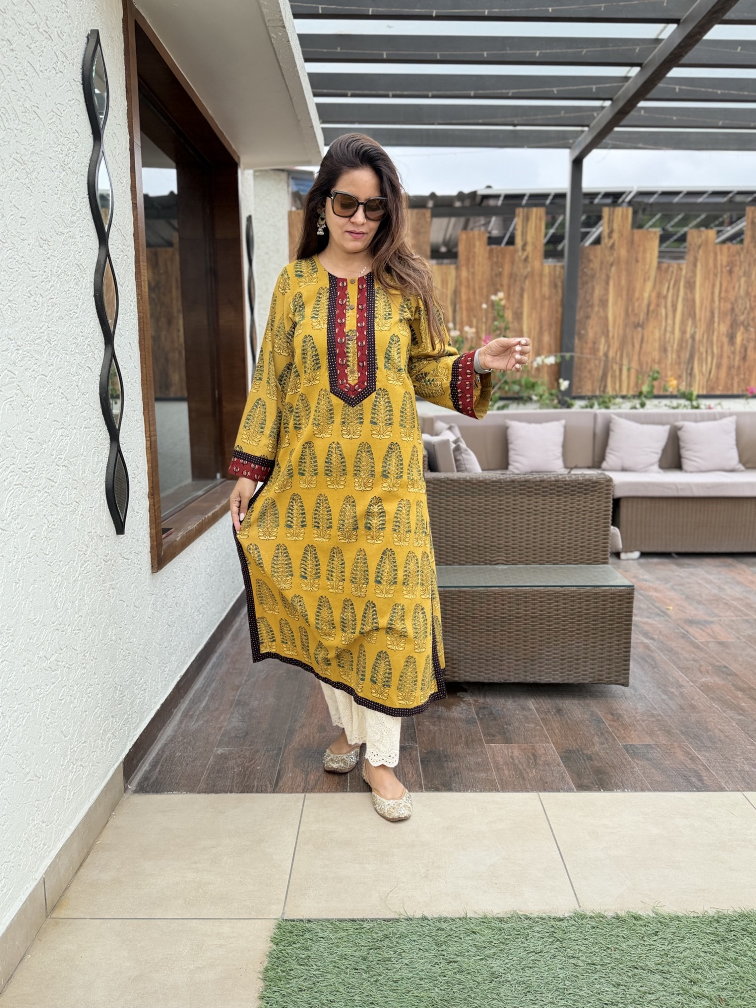 Kesariya Cotton Kurta