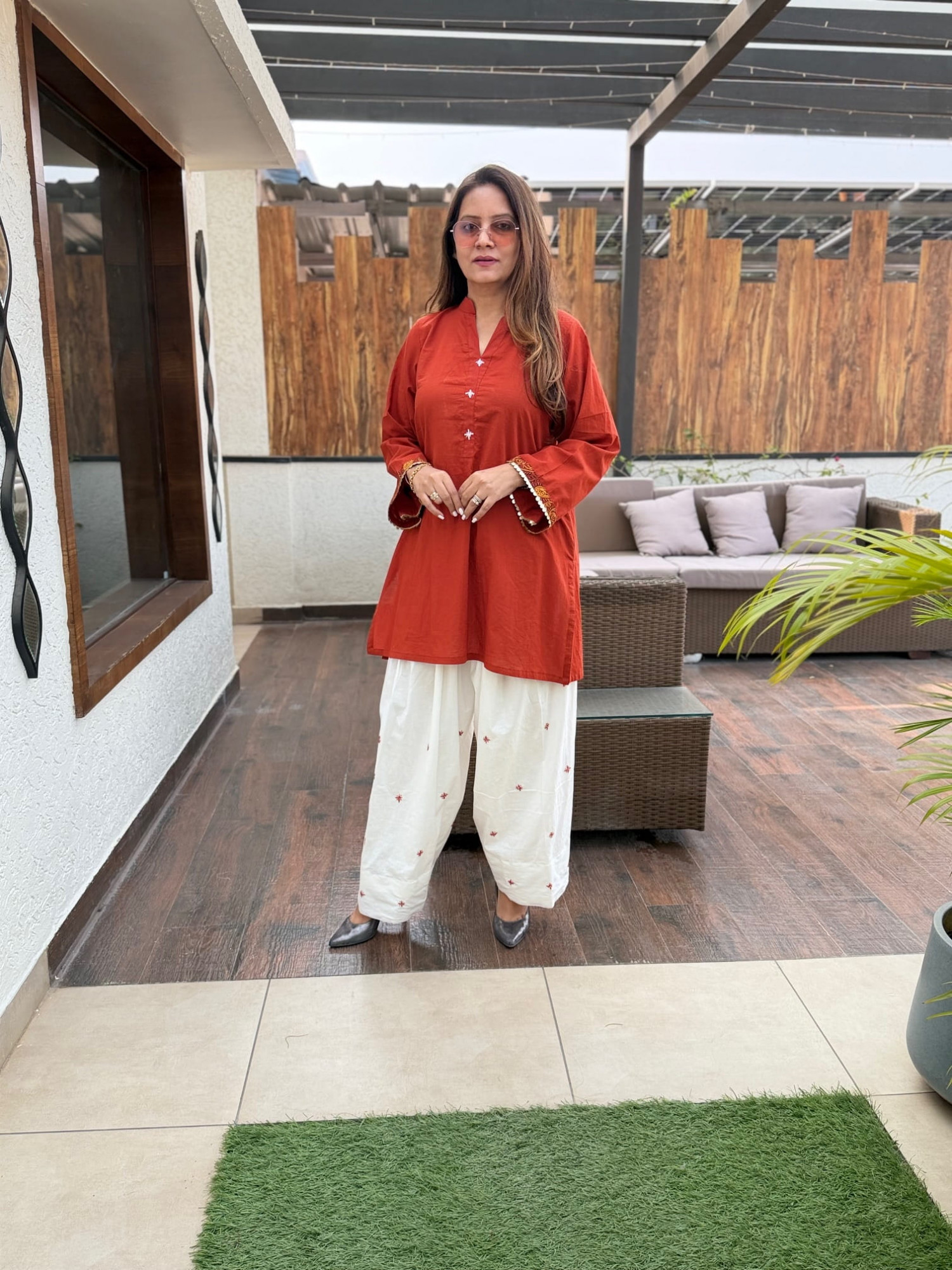 Embroidered Cotton Suit