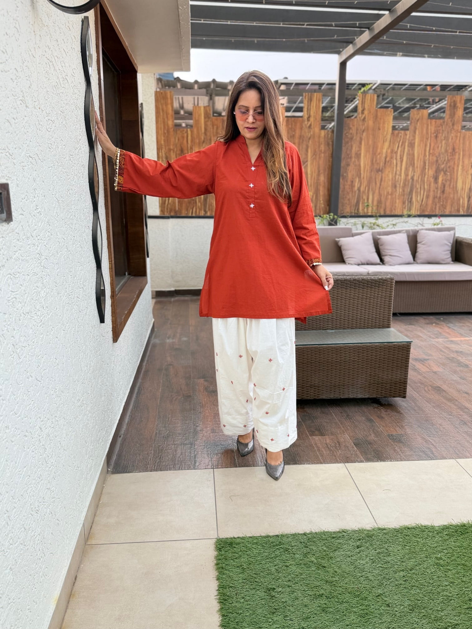 Embroidered Cotton Suit
