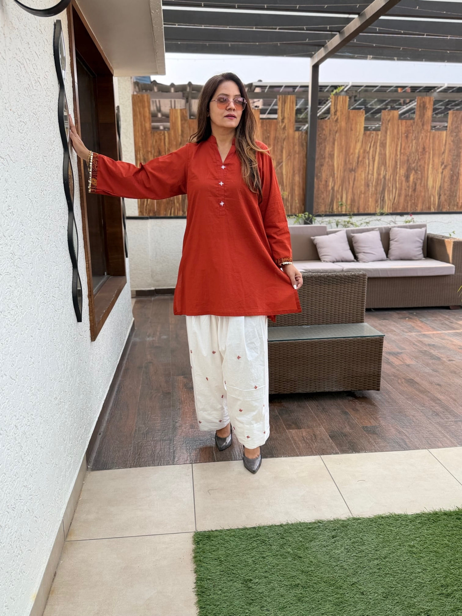 Embroidered Cotton Suit