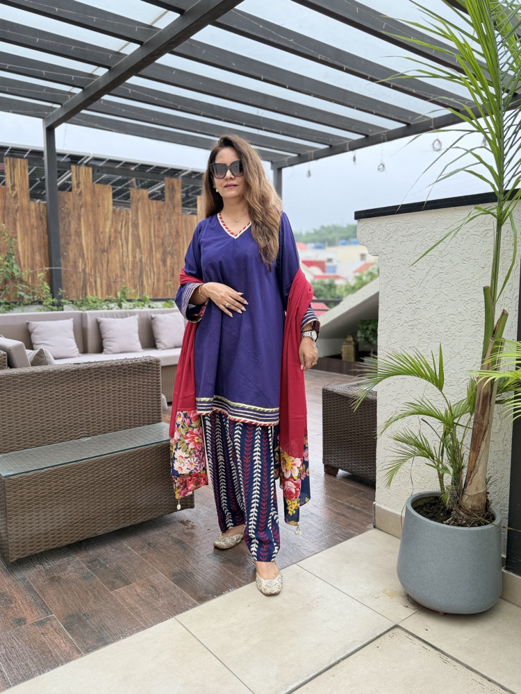 Image of Indigo Elegence Cotton Suit