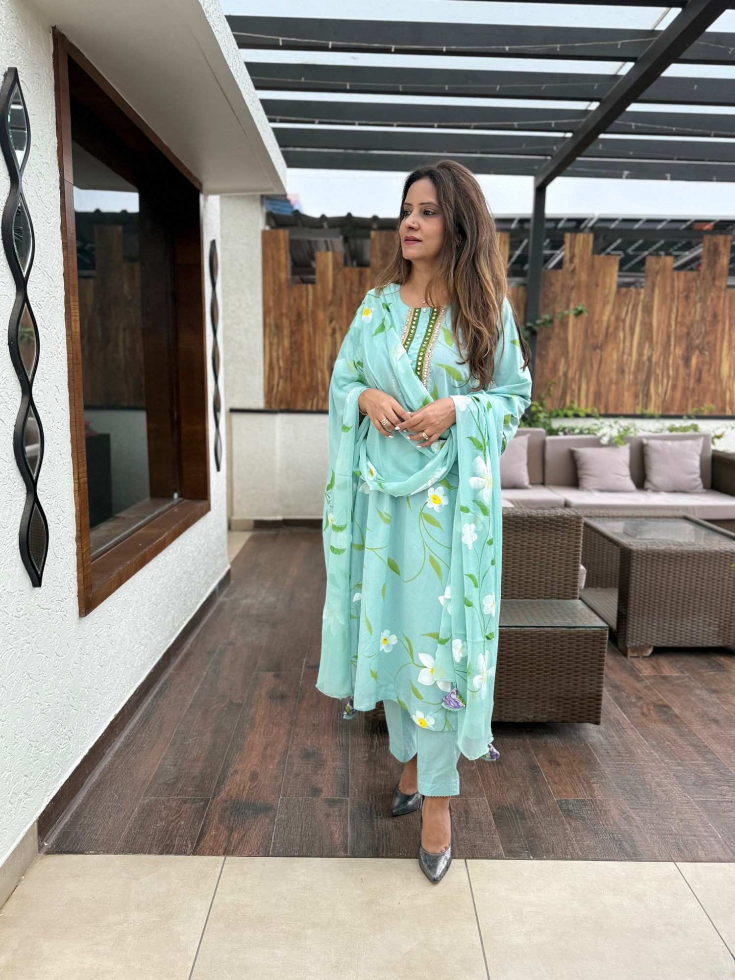 Anira Cotton Hand Painted Suit