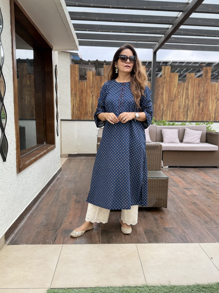 Image of Blueberry Cotton Kurta