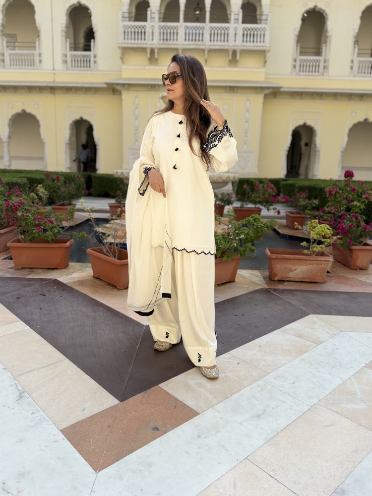 Image of Ivory Grace Farshi Suit