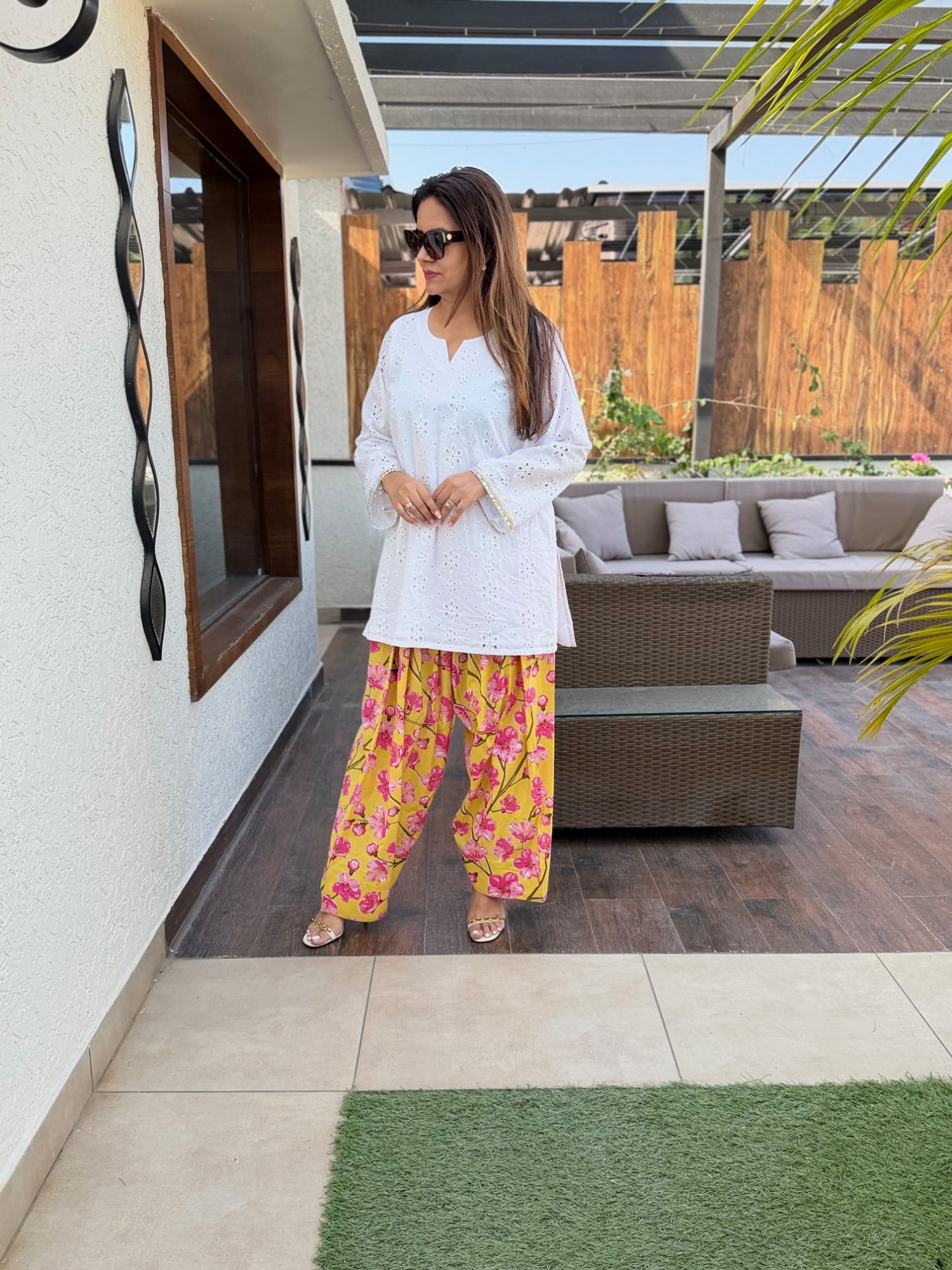 White Schiffli Cotton Suit