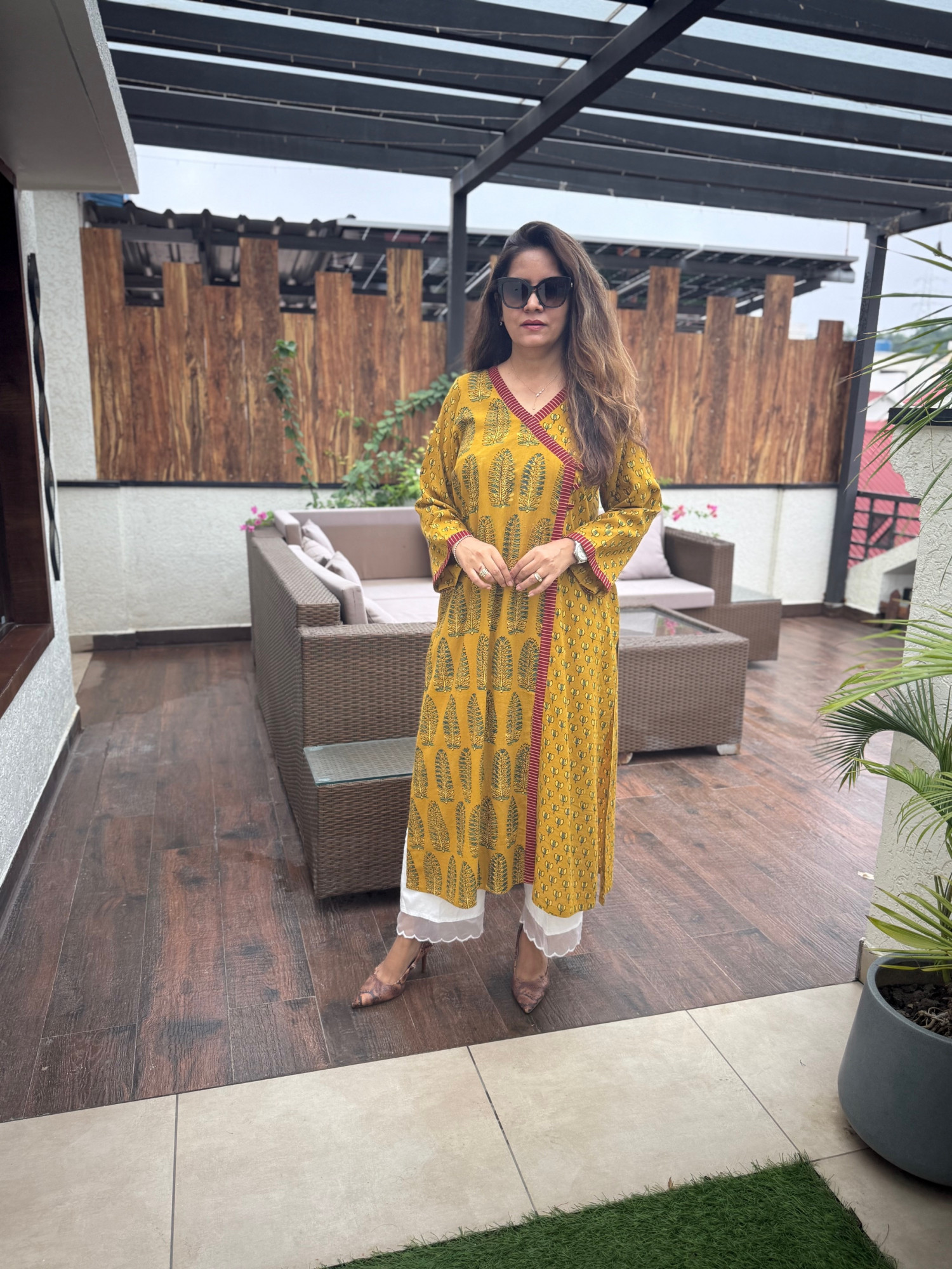 Kesar Ajrakh Kurta