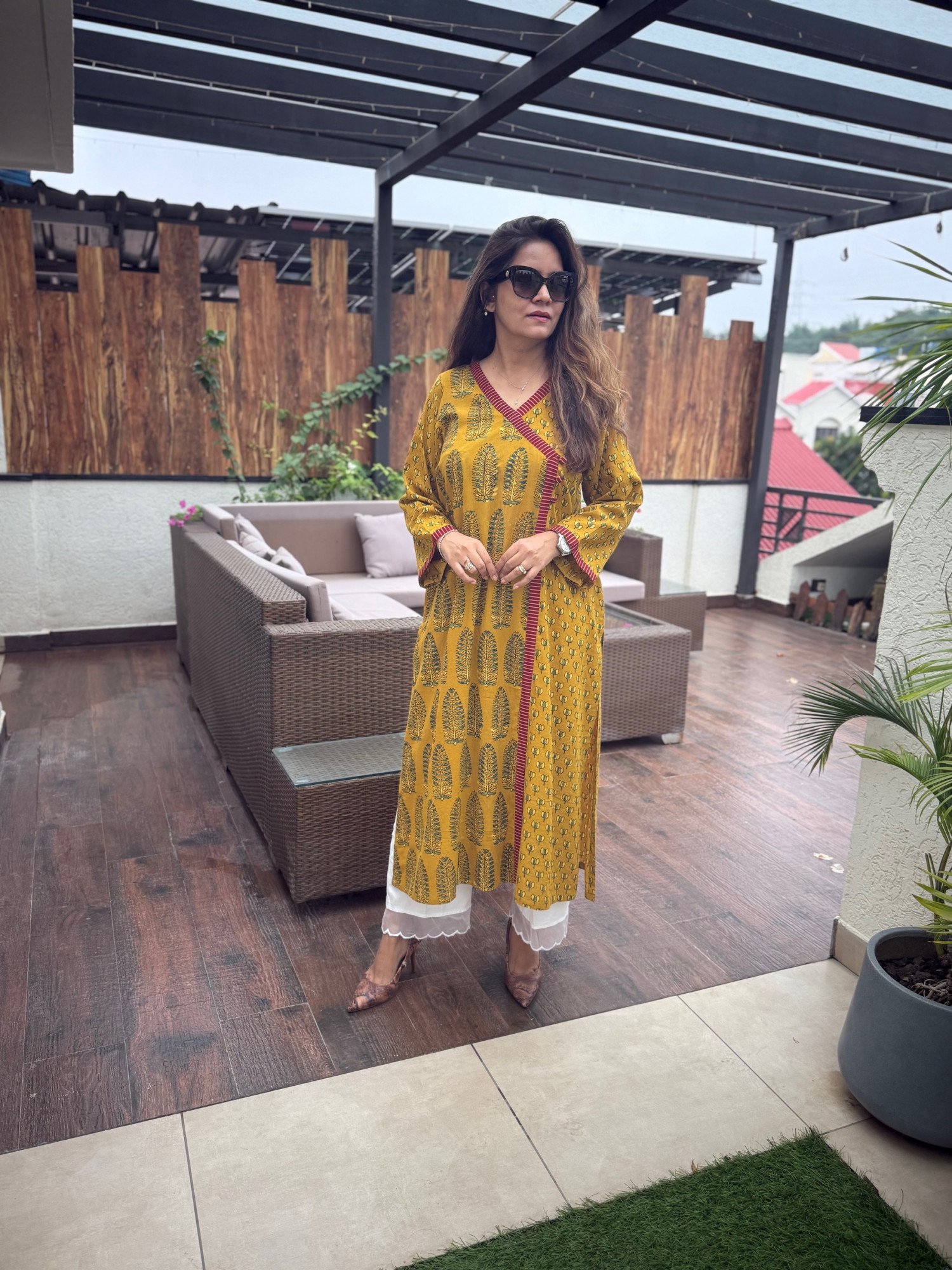 Kesar Ajrakh Kurta