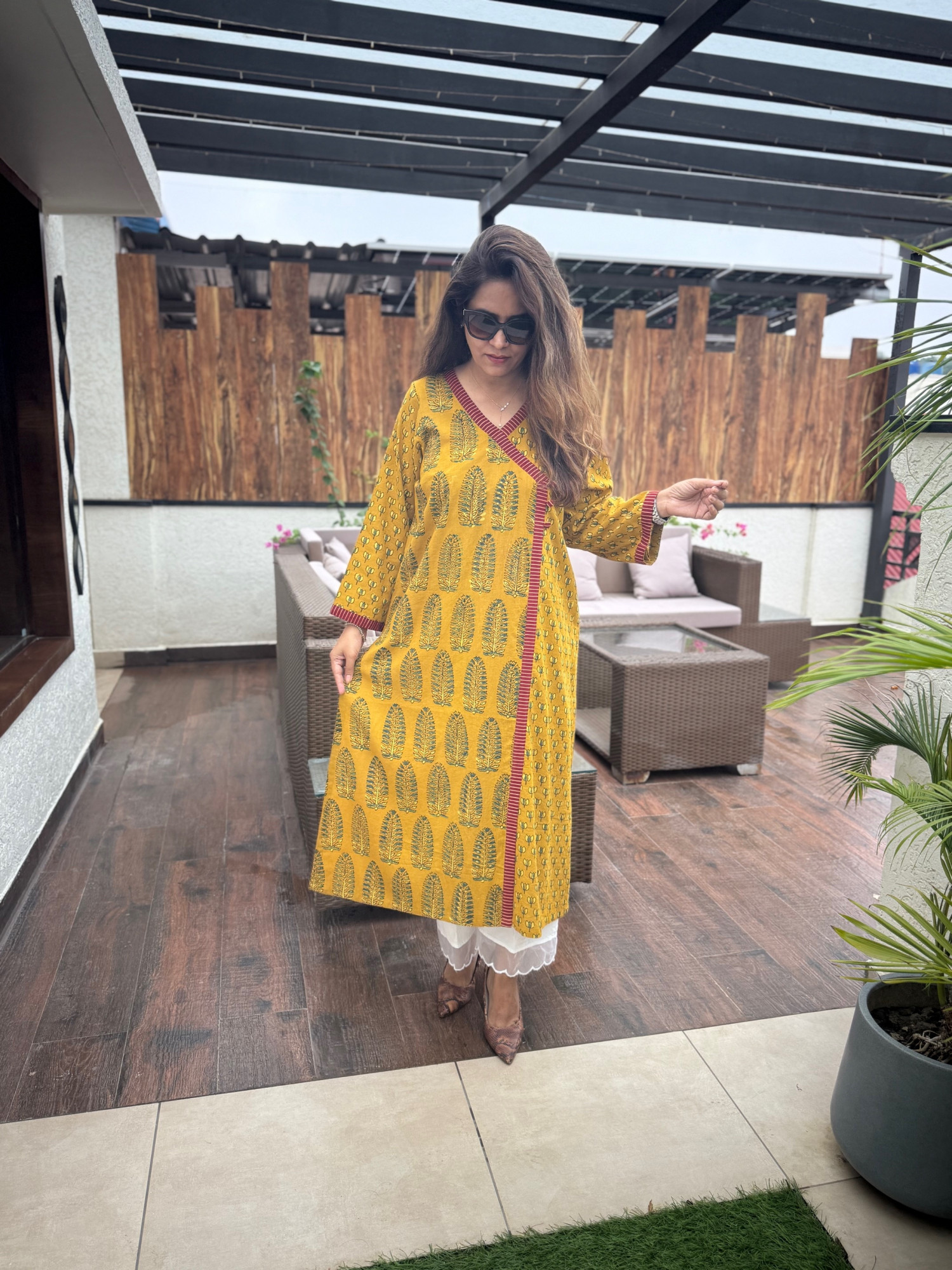 Kesar Ajrakh Kurta
