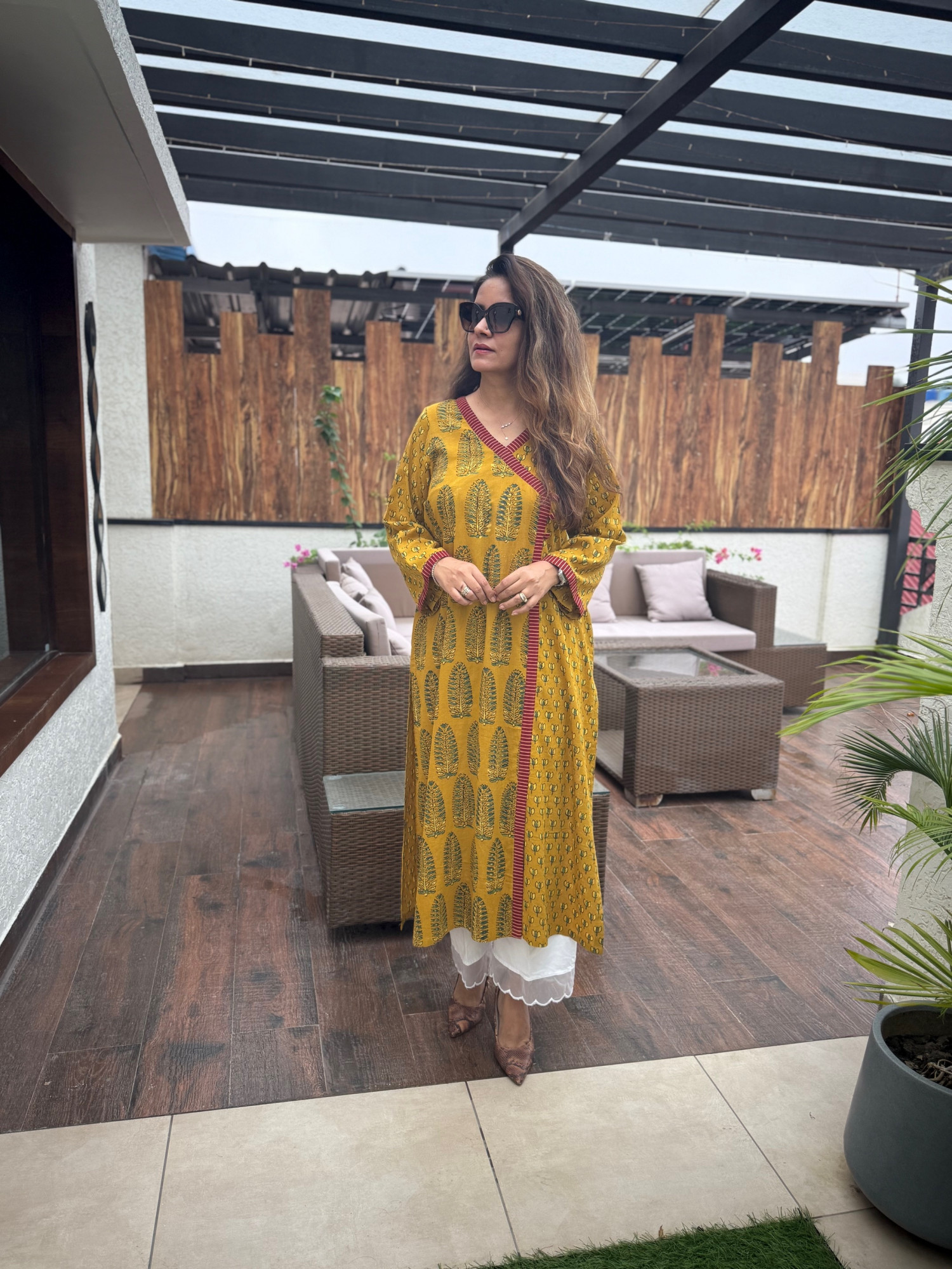 Kesar Ajrakh Kurta