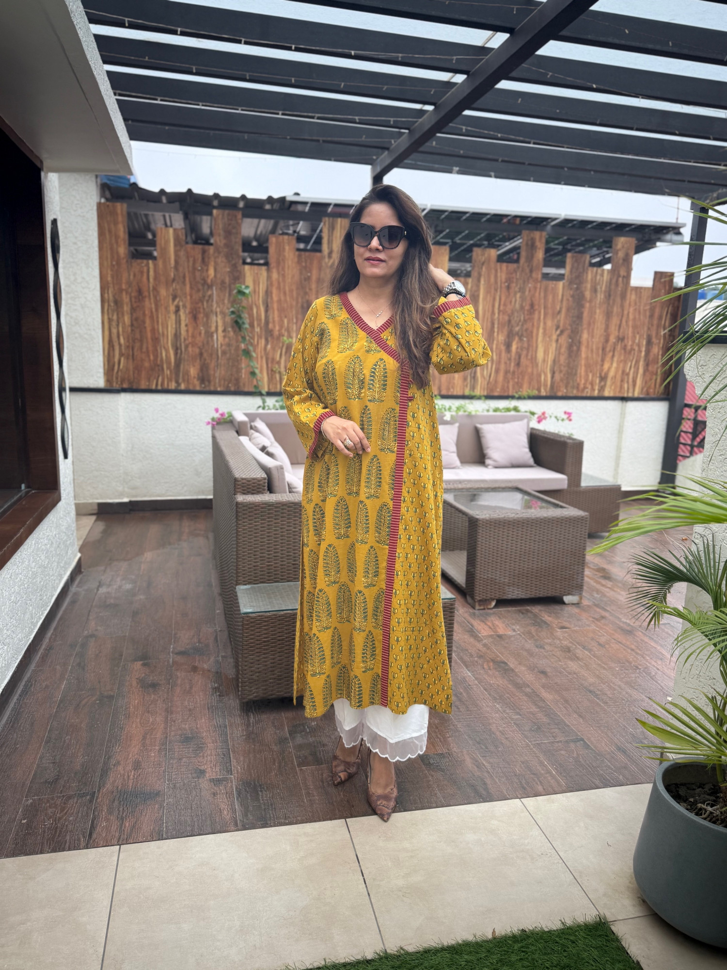 Kesar Ajrakh Kurta