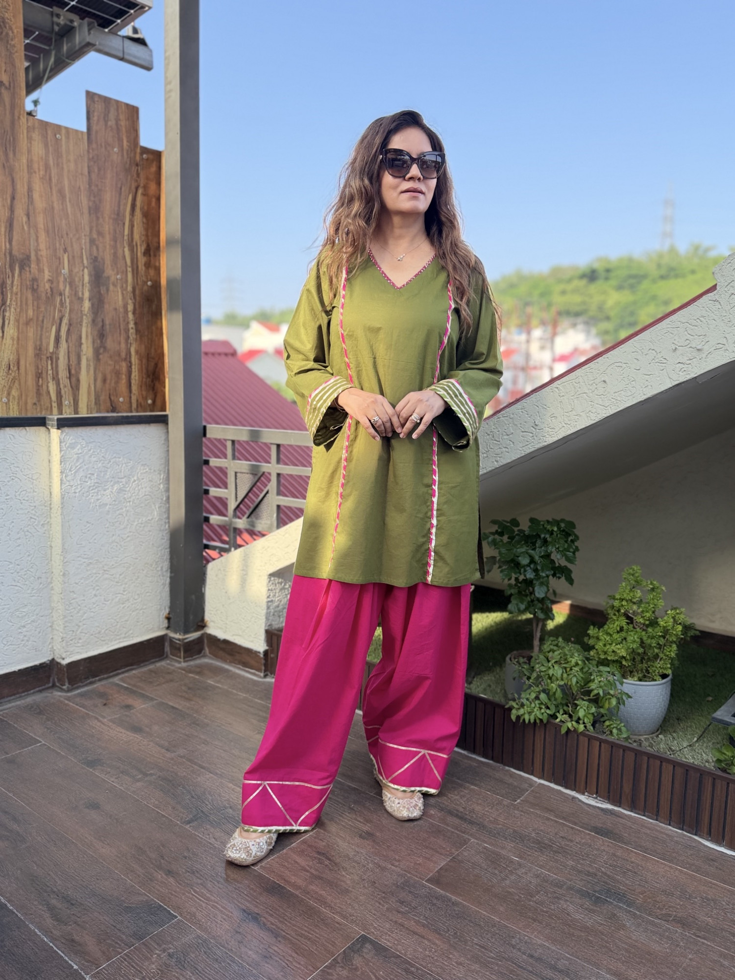 Rosy Green Farshi Suit