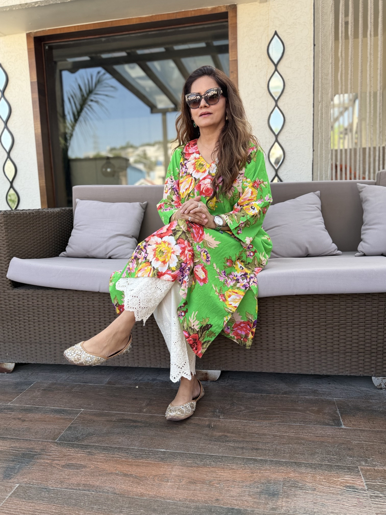 Green Floral Kurta