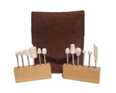 PBK12M 12 pc Kit with assorted shaped Polishing Bobs with 18 stainless steel shank in medium density 060 gmc3