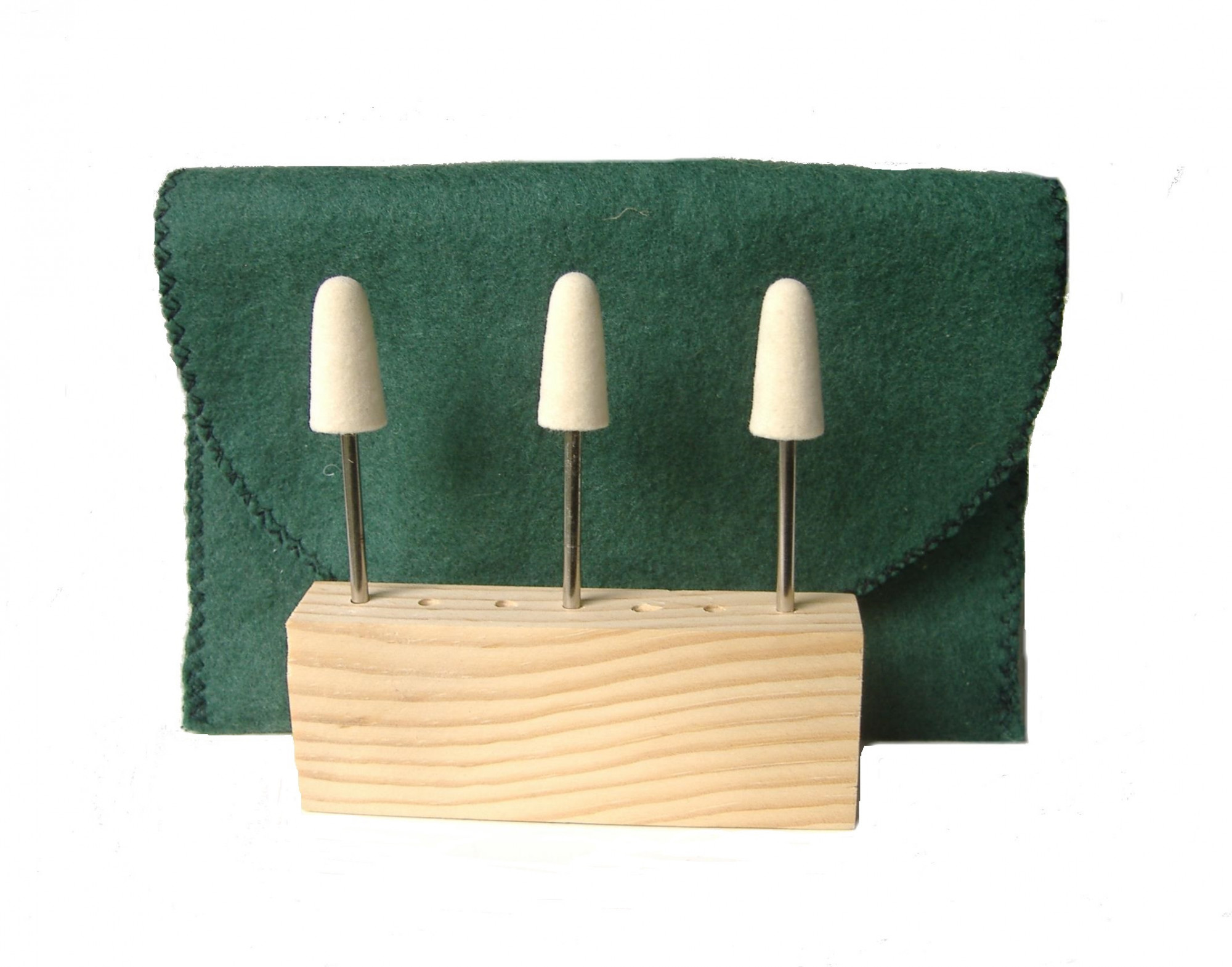 SS-001BM-3 12 dia x 1 long x 18 Stainless Steel Shank Cone Felt Bobs in medium density 060 gmc3