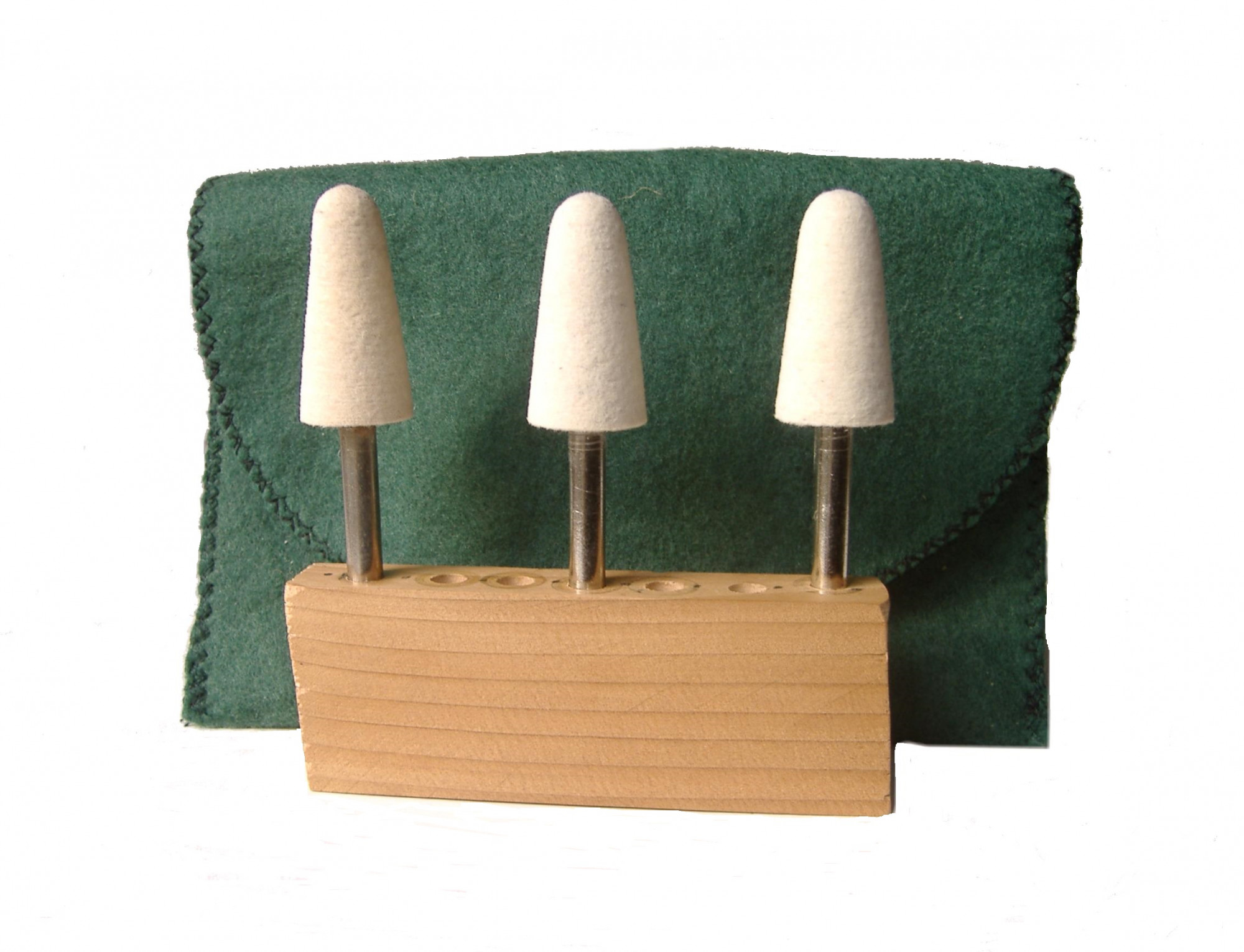 SS-001CCM-3 34 dia x 1 12 long x 14 Stainless Steel Shank Cone Felt Bobs in medium density 060 gmc3