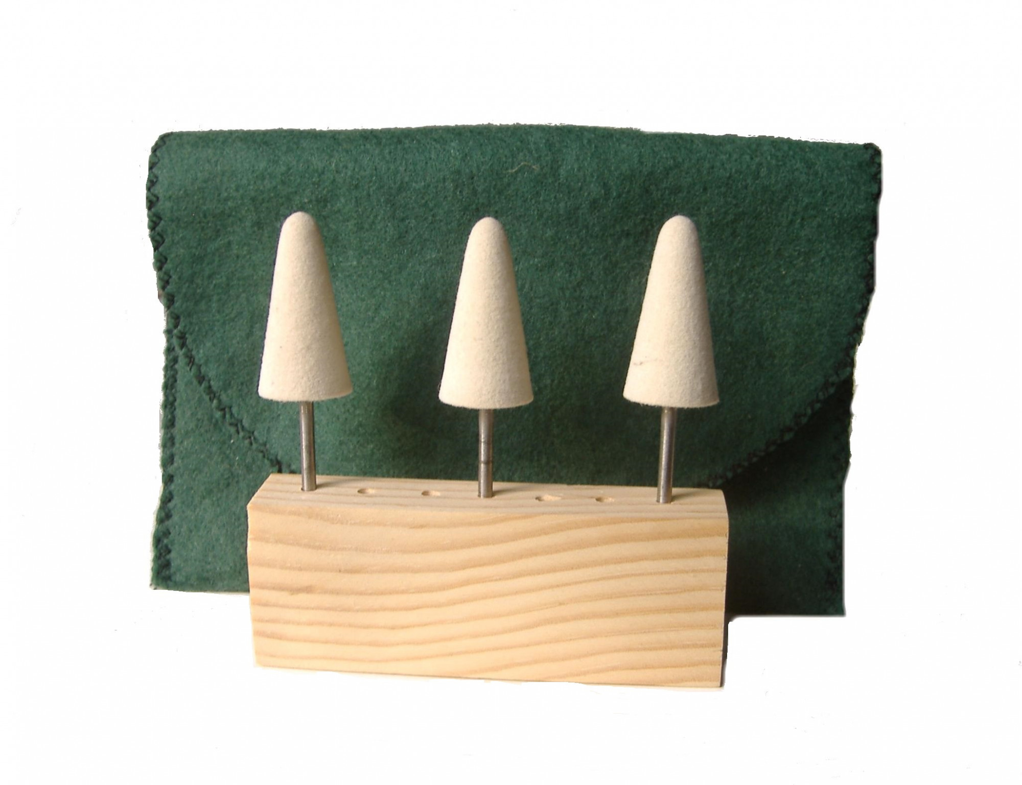 SS-001CM-3 34 dia x 1 12 long x 18 Stainless Steel Shank Cone Felt Bobs in medium density 060 gmc3