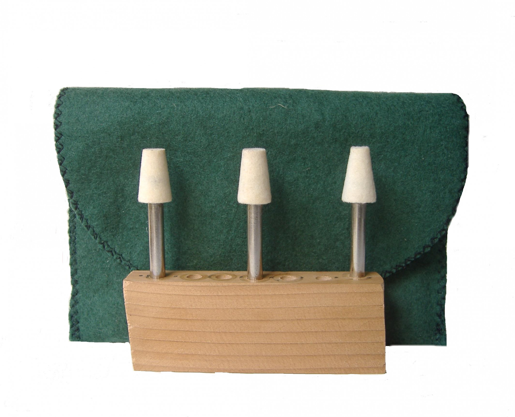 SS-004AAS-3 12 dia x 34 long x 18 Stainless Steel Shank Tree Felt Bobs in soft density 050 gmc3