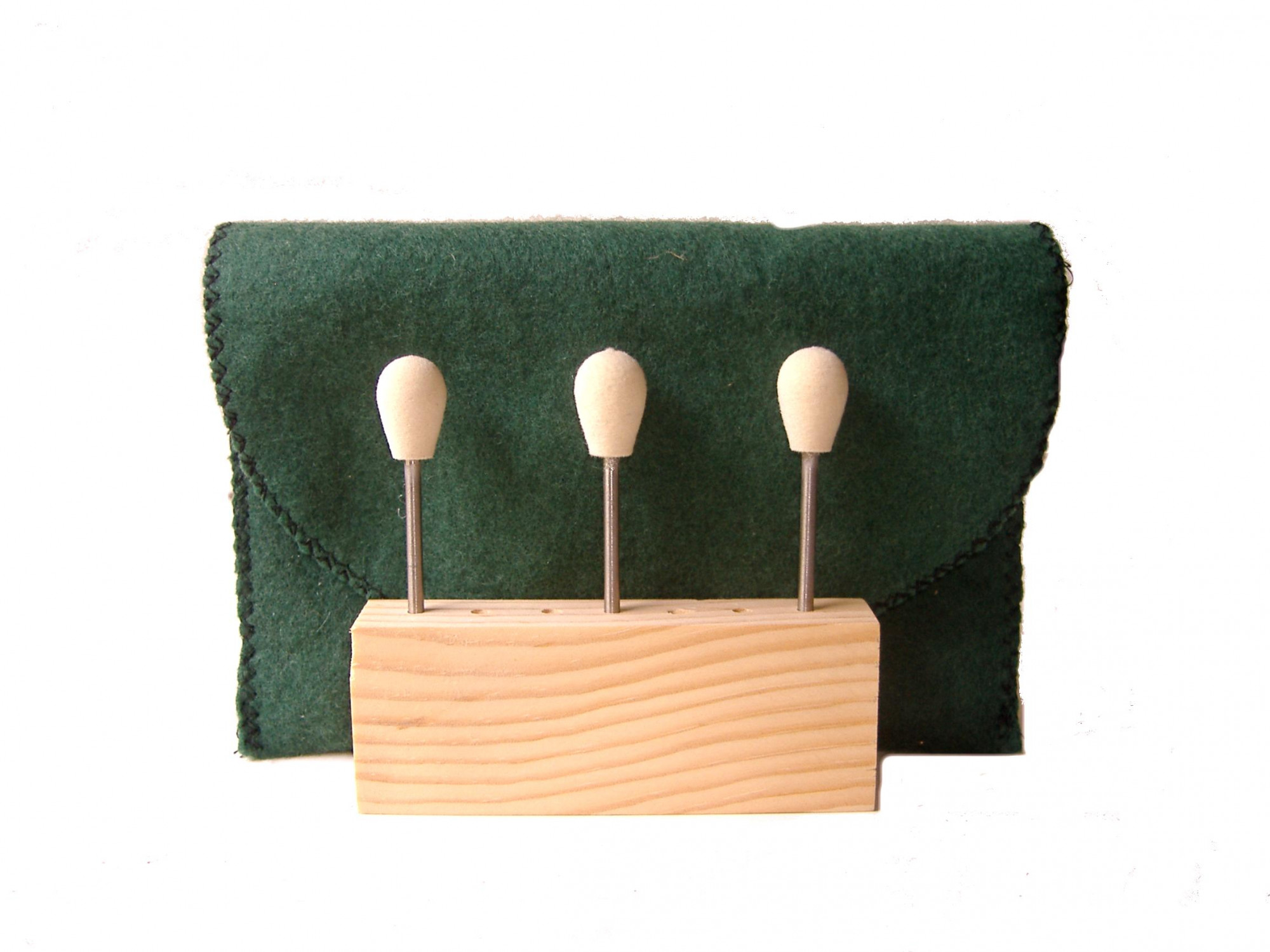 SS-005AS-3 12 dia x 34 long x 18 Stainless Steel Shank Pear Felt Bobs in soft density 050 gmc3
