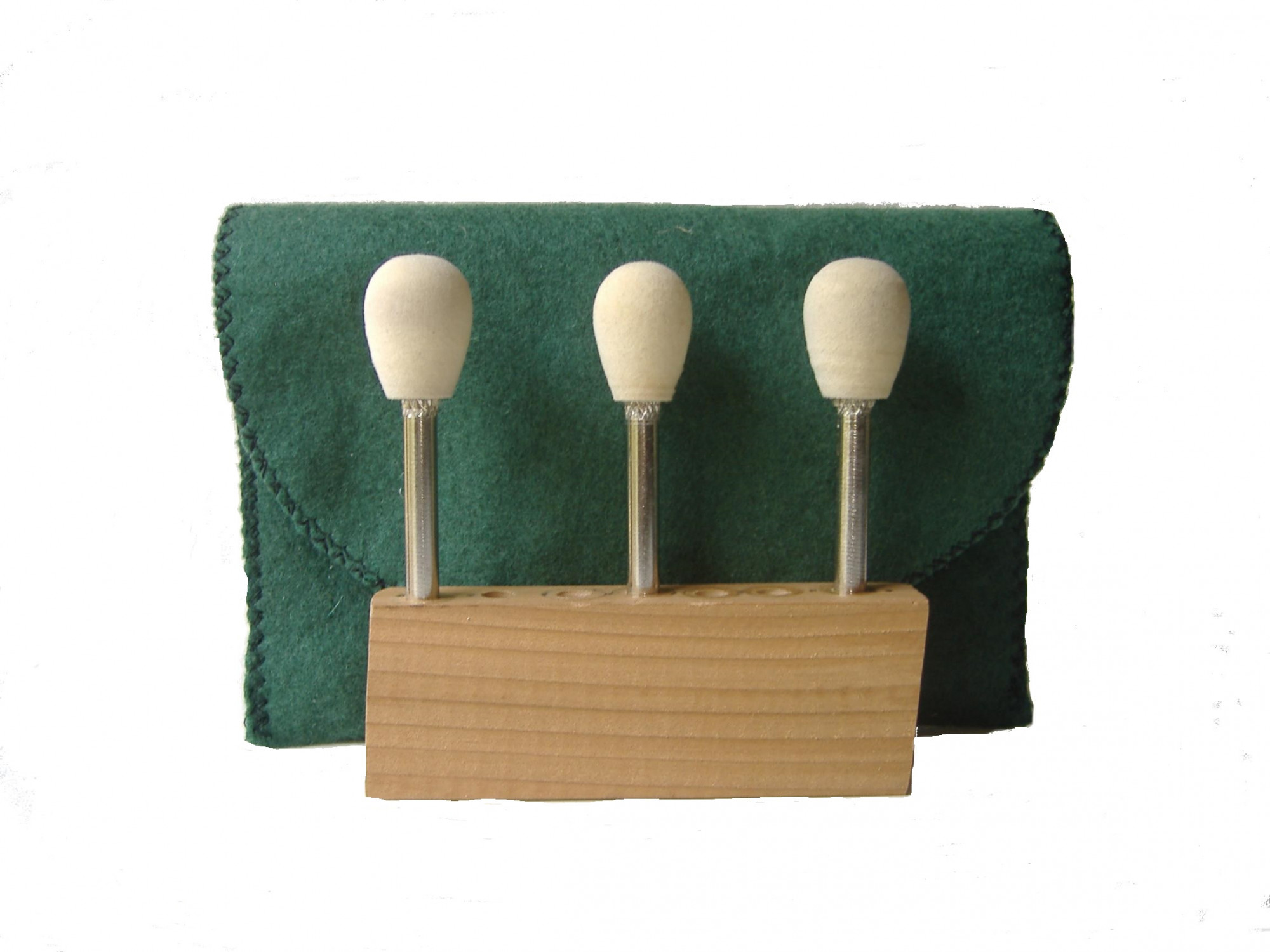 SS-005BBM-3 34 dia x 1 long x 14 Stainless Steel Shank Pear Felt Bobs in medium density 060 gmc3