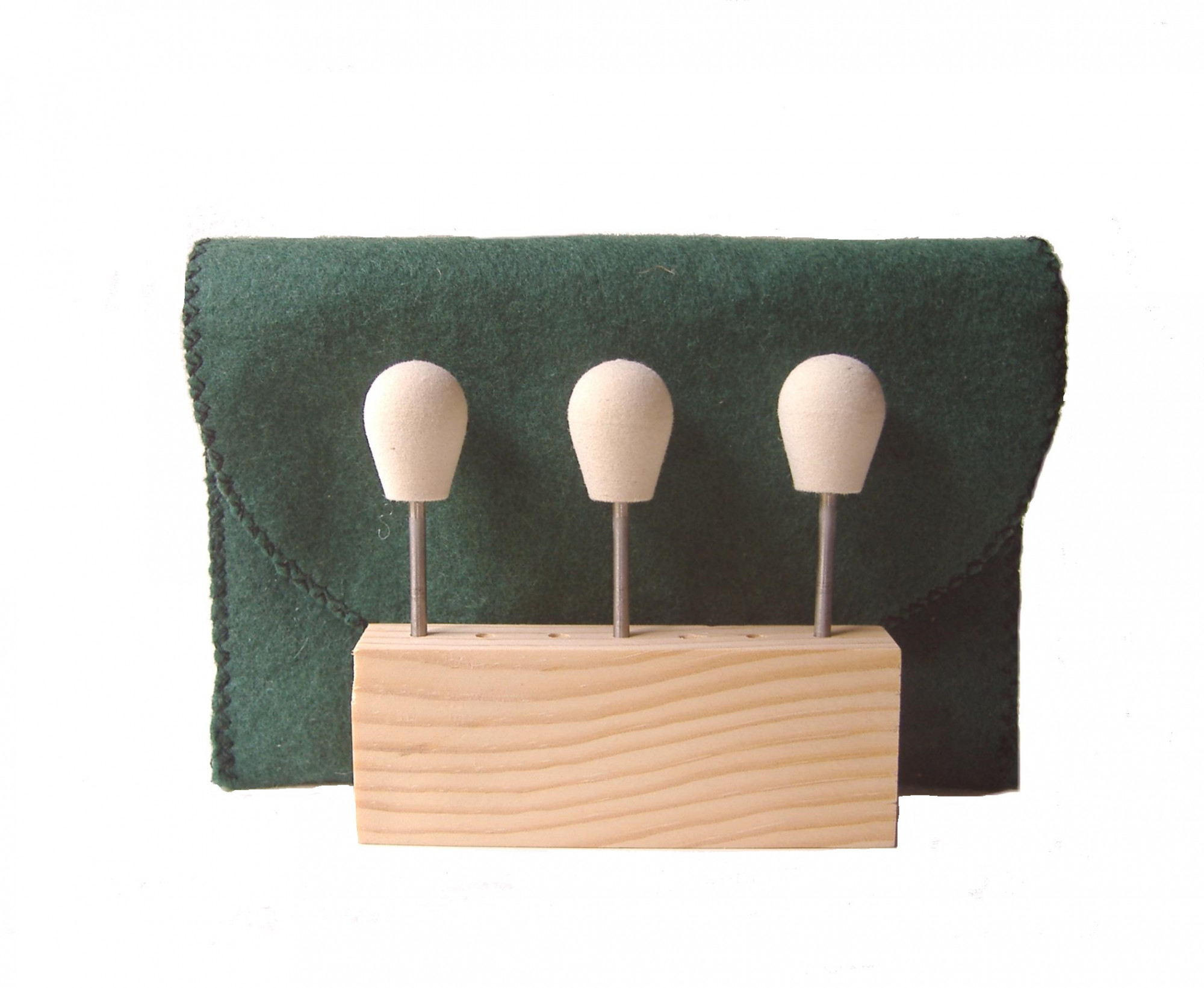 SS-005BM-3 34 dia x 1 long x 18 Stainless Steel Shank Pear Felt Bobs in medium density 060 gmc3