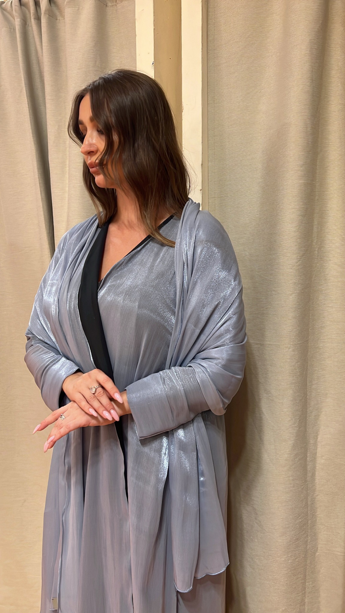 grey blue chiffon