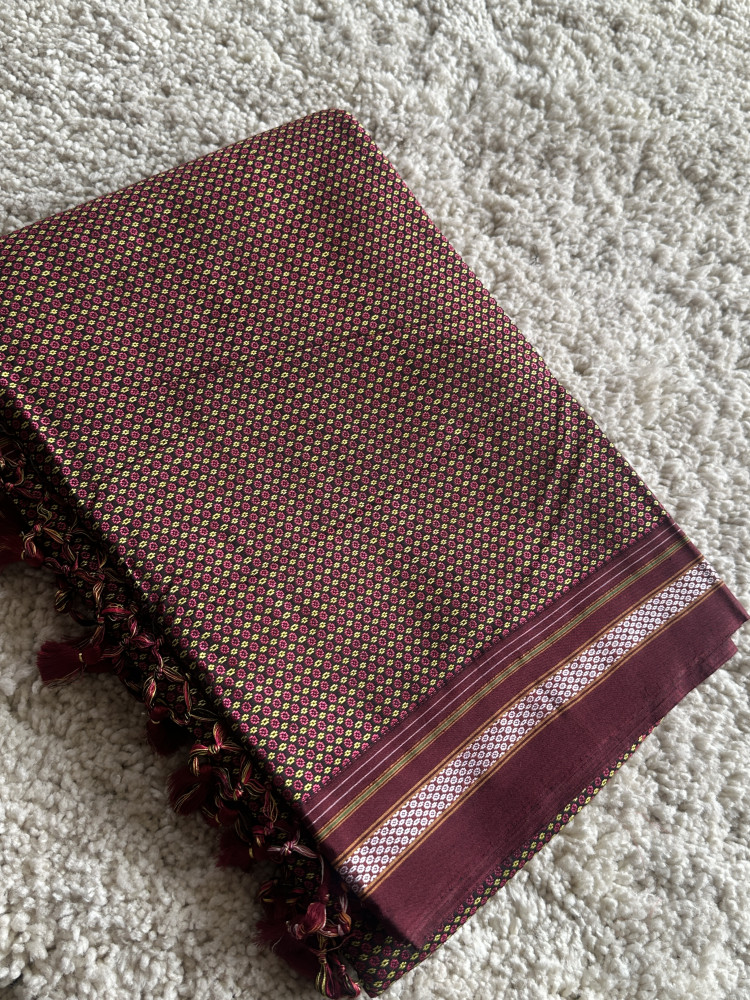Image of Chikki contrast pallu khun saree