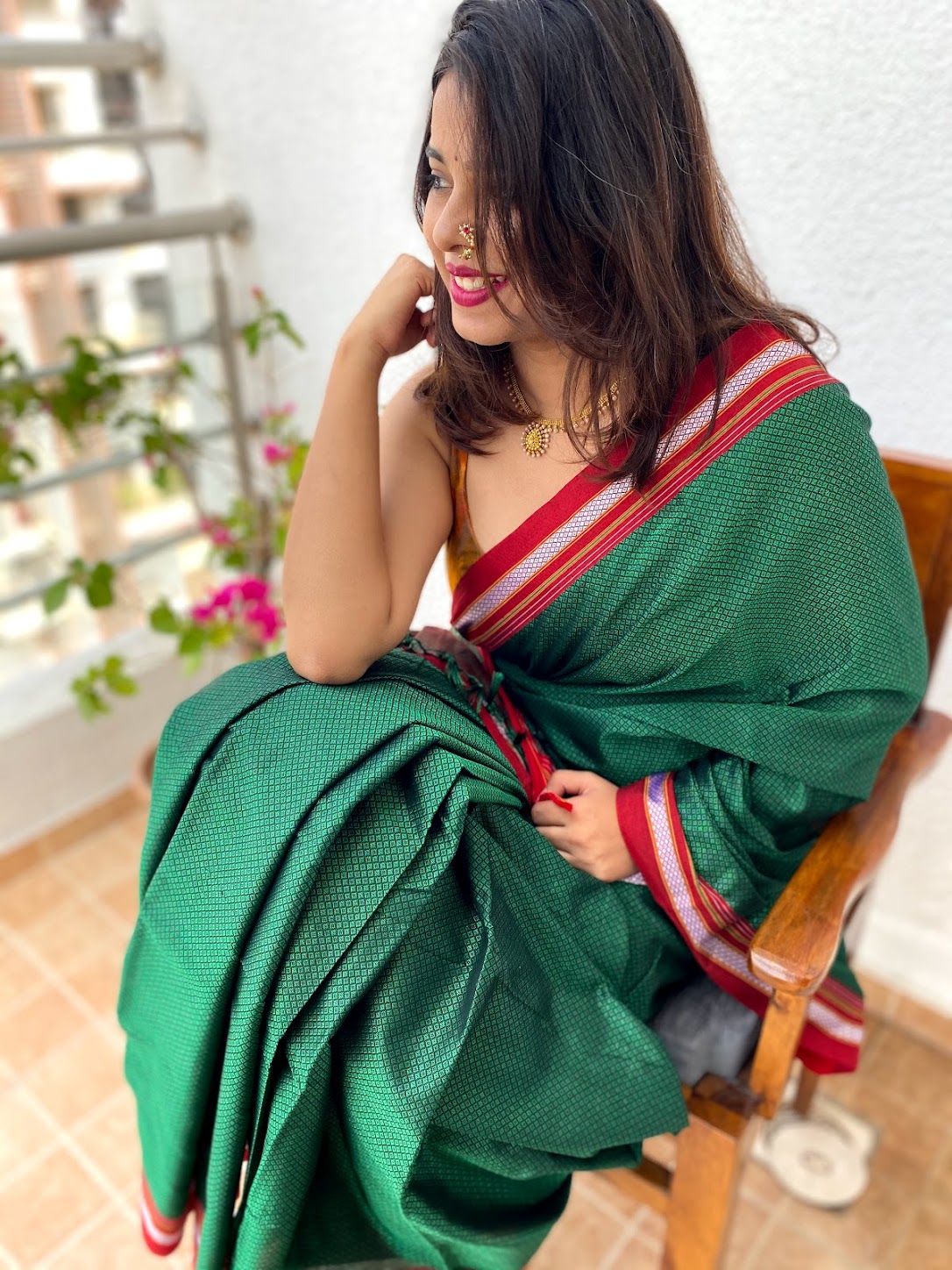 Contrast pallu khun saree