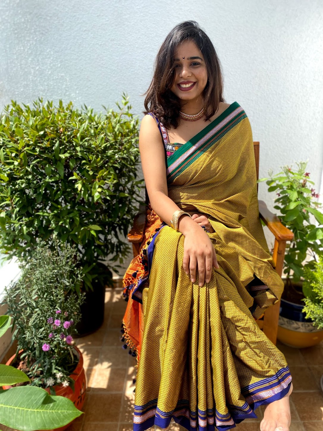 Ganga jamuna contrast pallu khun saree