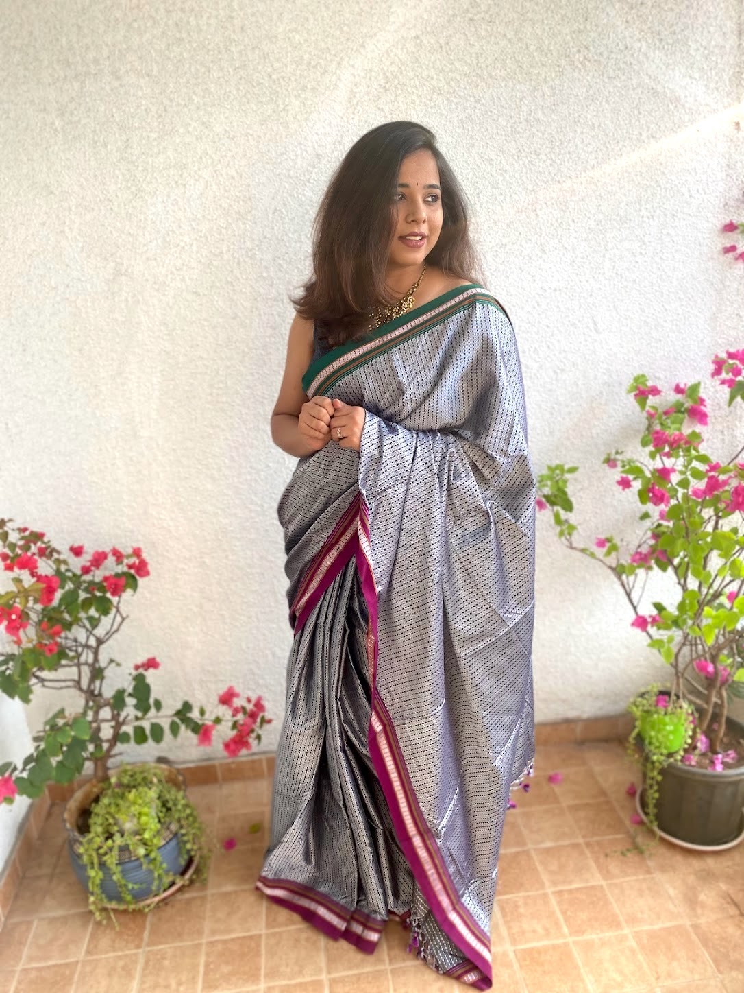 Ganga jamuna running pallu khun saree