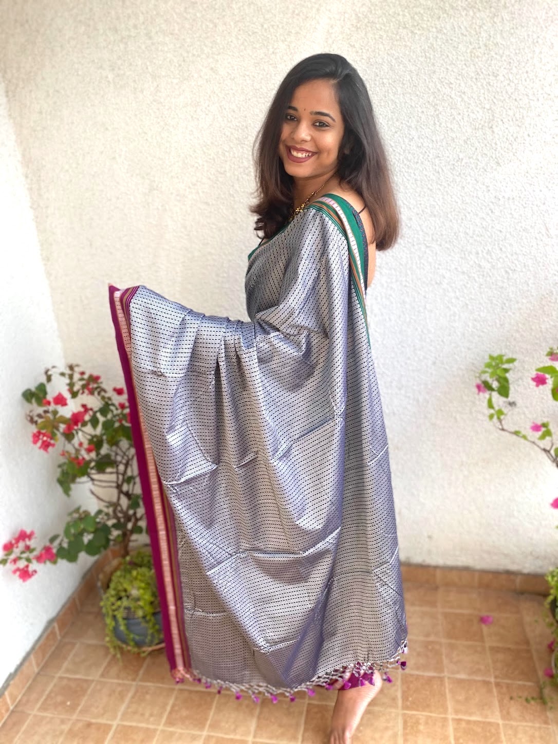 Ganga jamuna running pallu khun saree