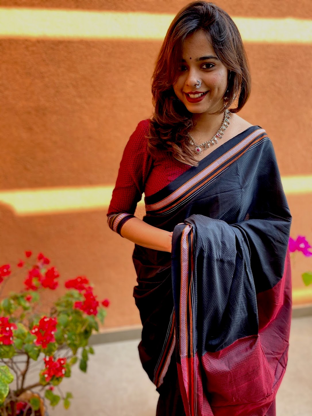 Contrast pallu khun saree