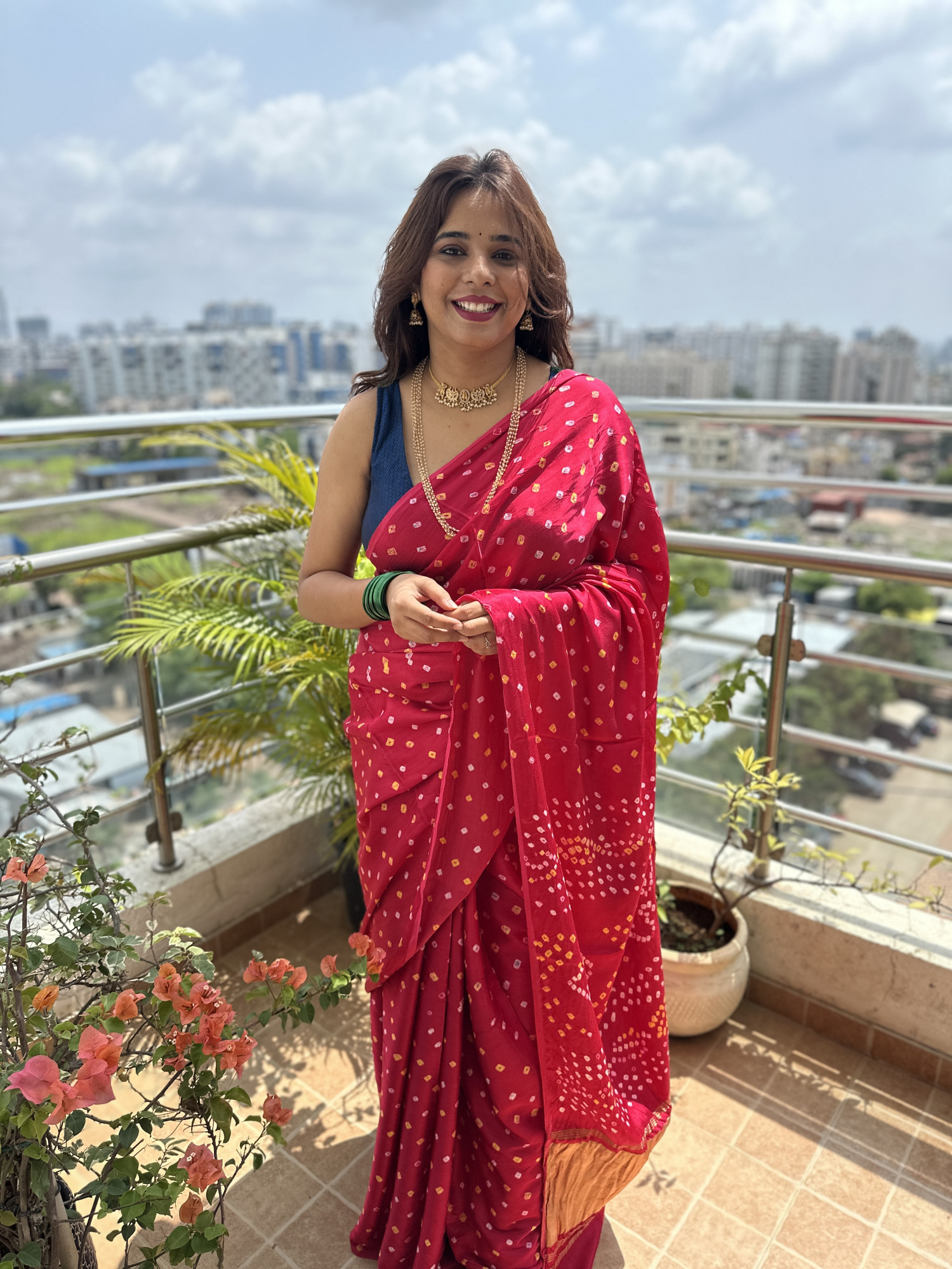 Bandhej modal silk saree