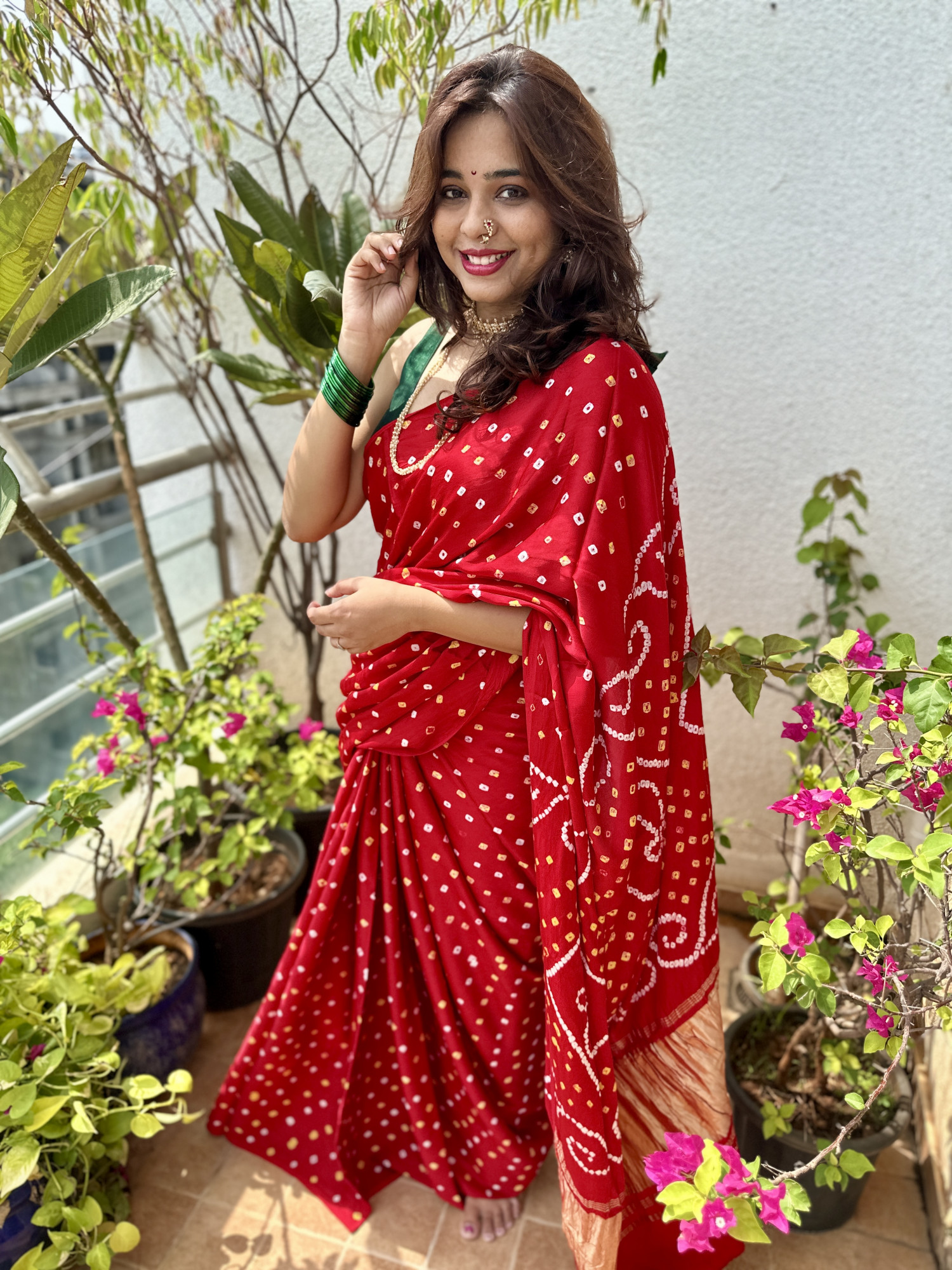 Bandhej modal silk saree