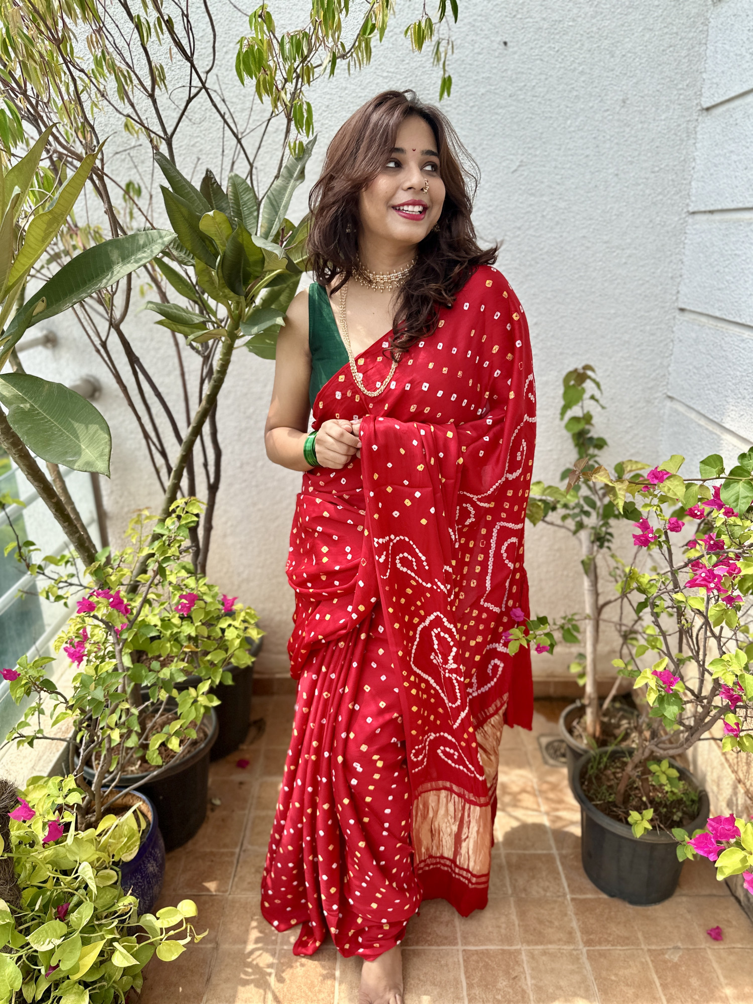 Bandhej modal silk saree