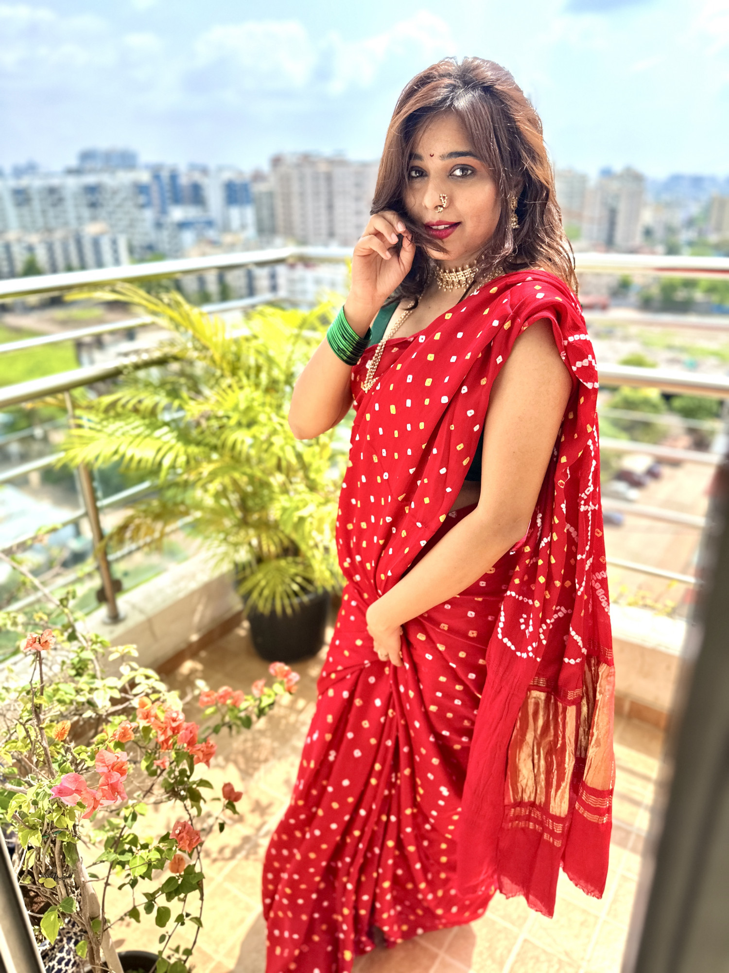 Bandhej modal silk saree