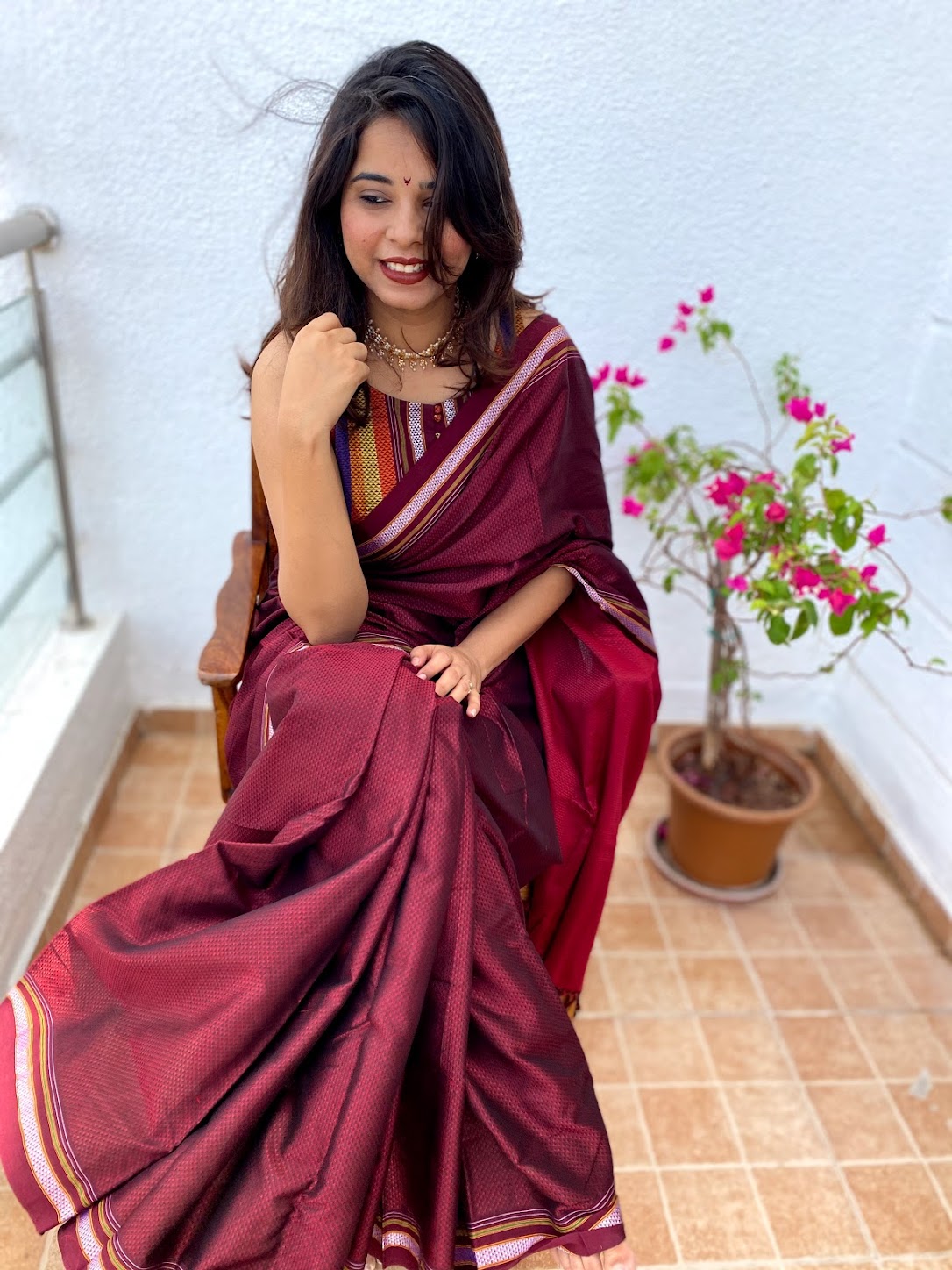 Contrast pallu khun saree