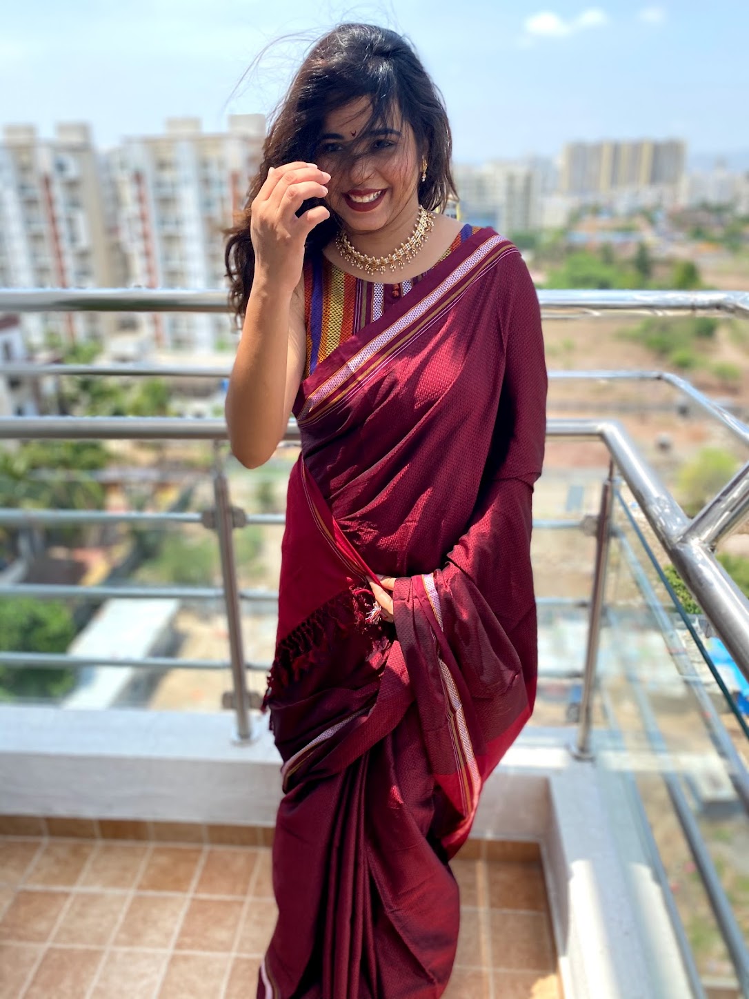 Contrast pallu khun saree