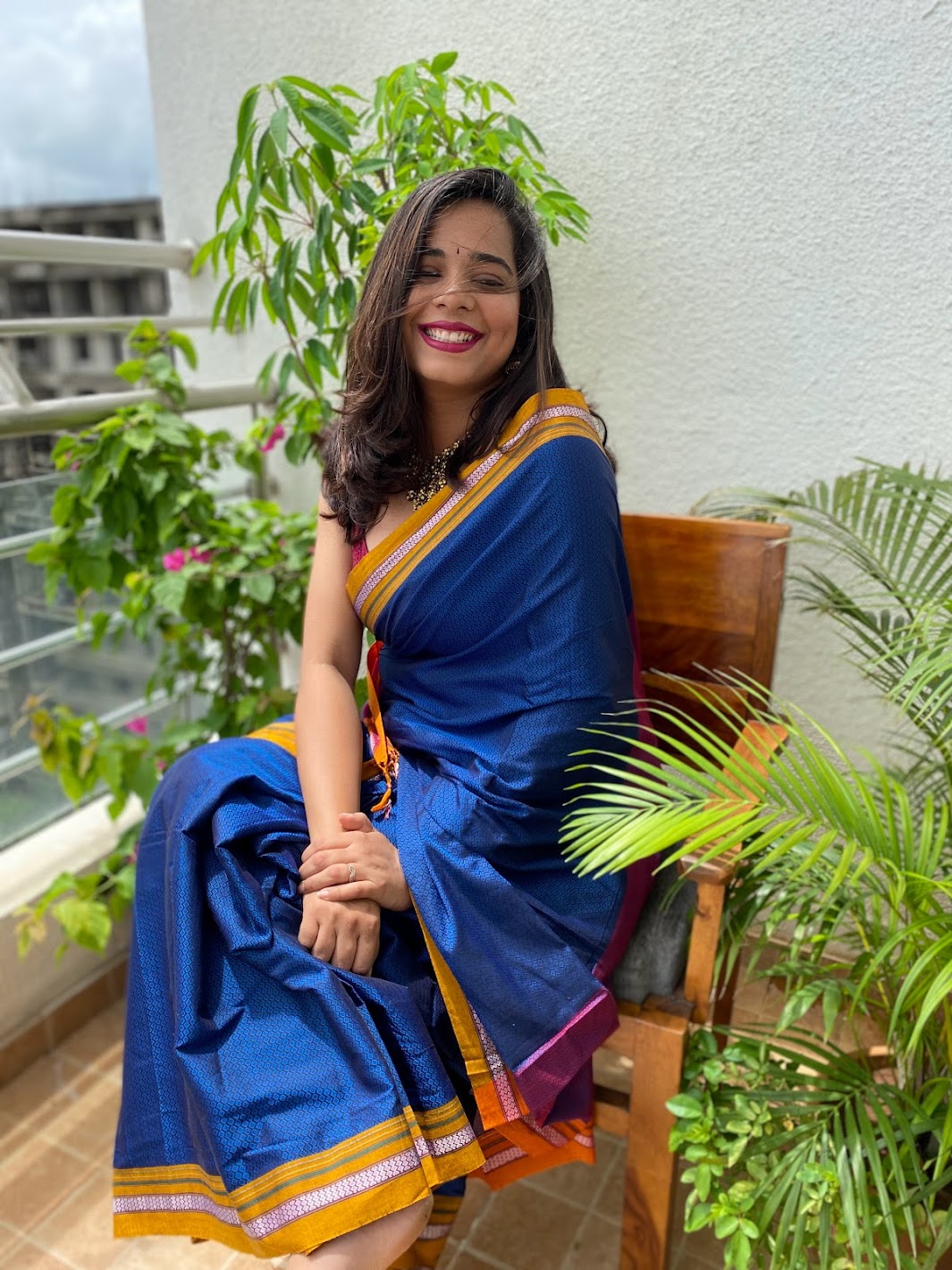 Contrast pallu khun saree