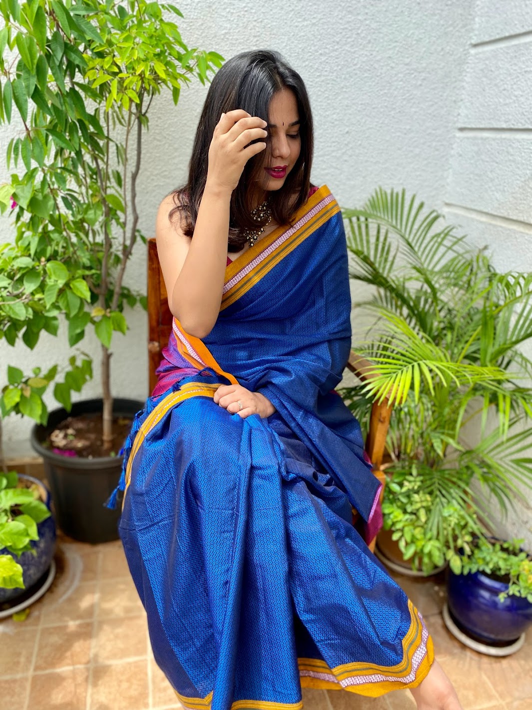 Contrast pallu khun saree
