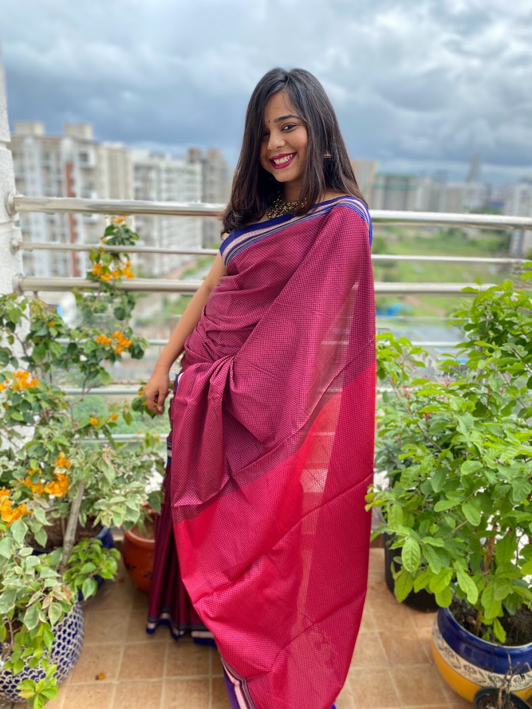 Contrast pallu khun saree