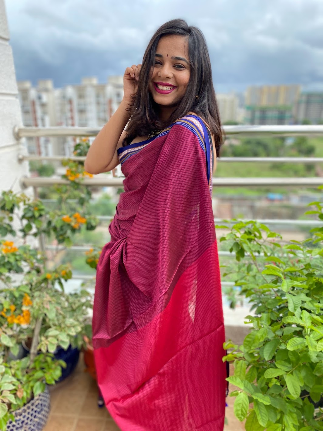 Contrast pallu khun saree