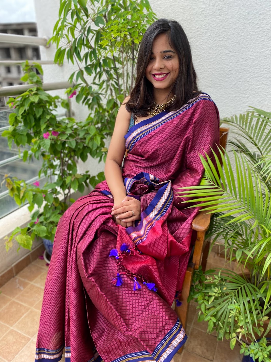 Contrast pallu khun saree