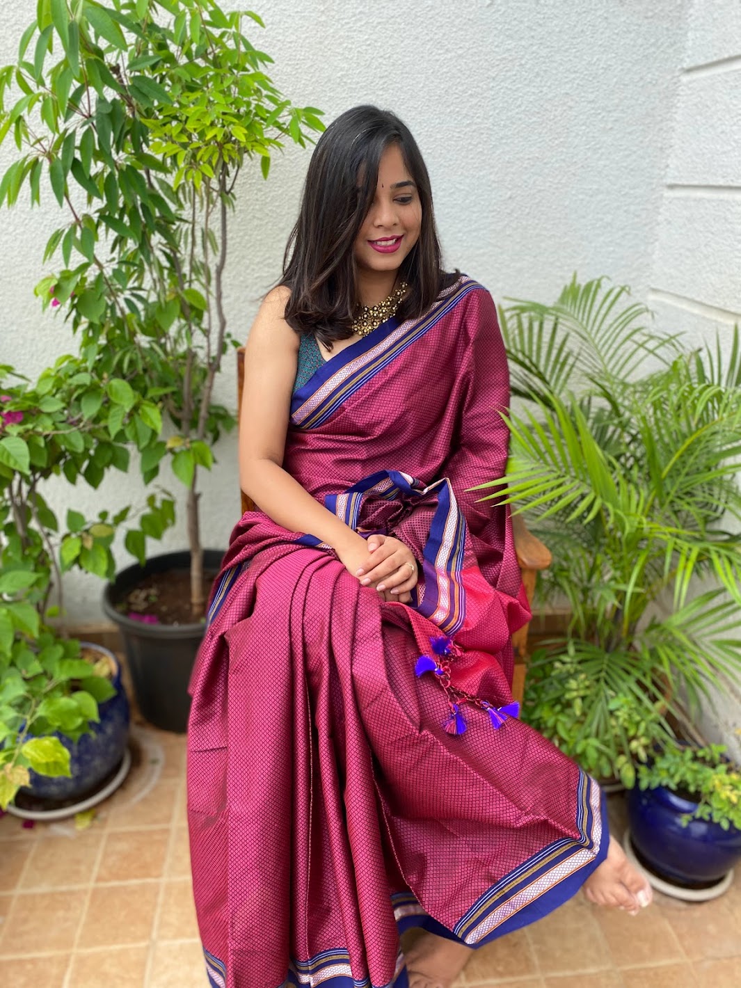 Contrast pallu khun saree